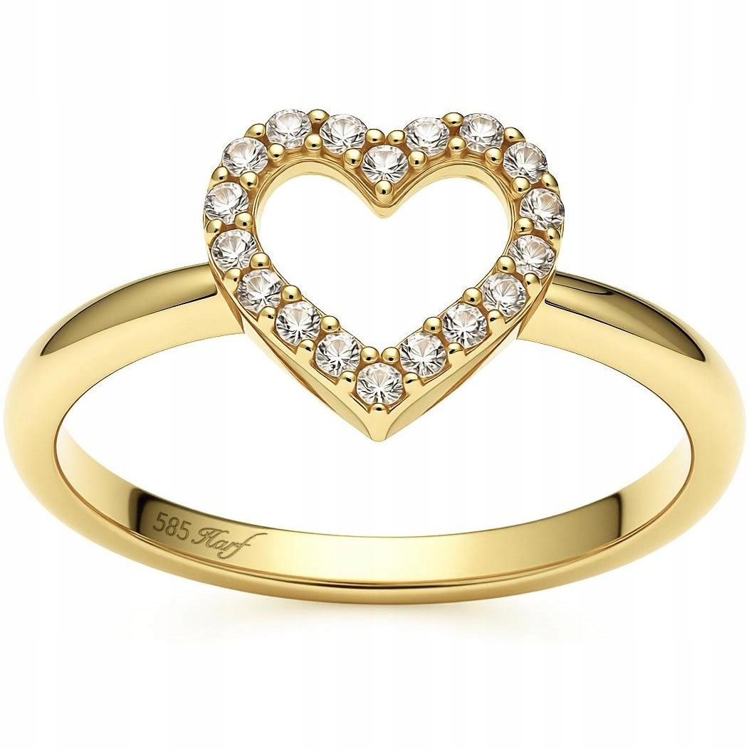 Prstýnek Harf zlato 585 srdce R-14