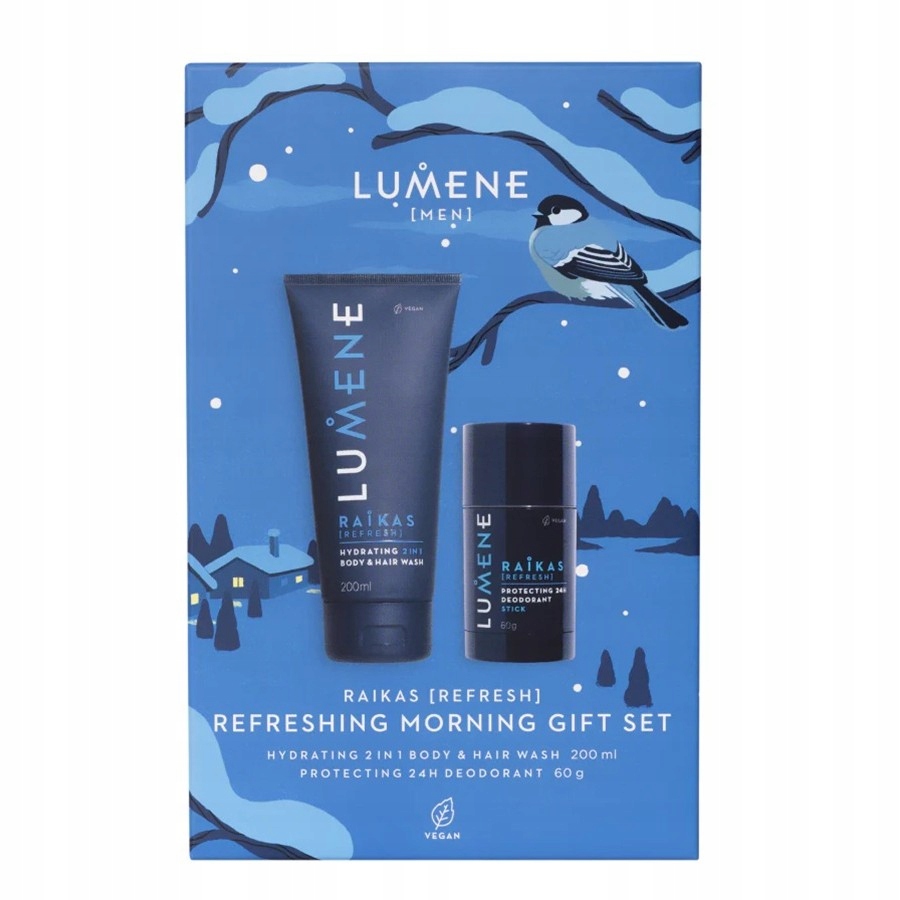 Lumene Men Raikas Refreshing Morning Set Hydratační 2v1 sprchový gel na tělo a vlasy