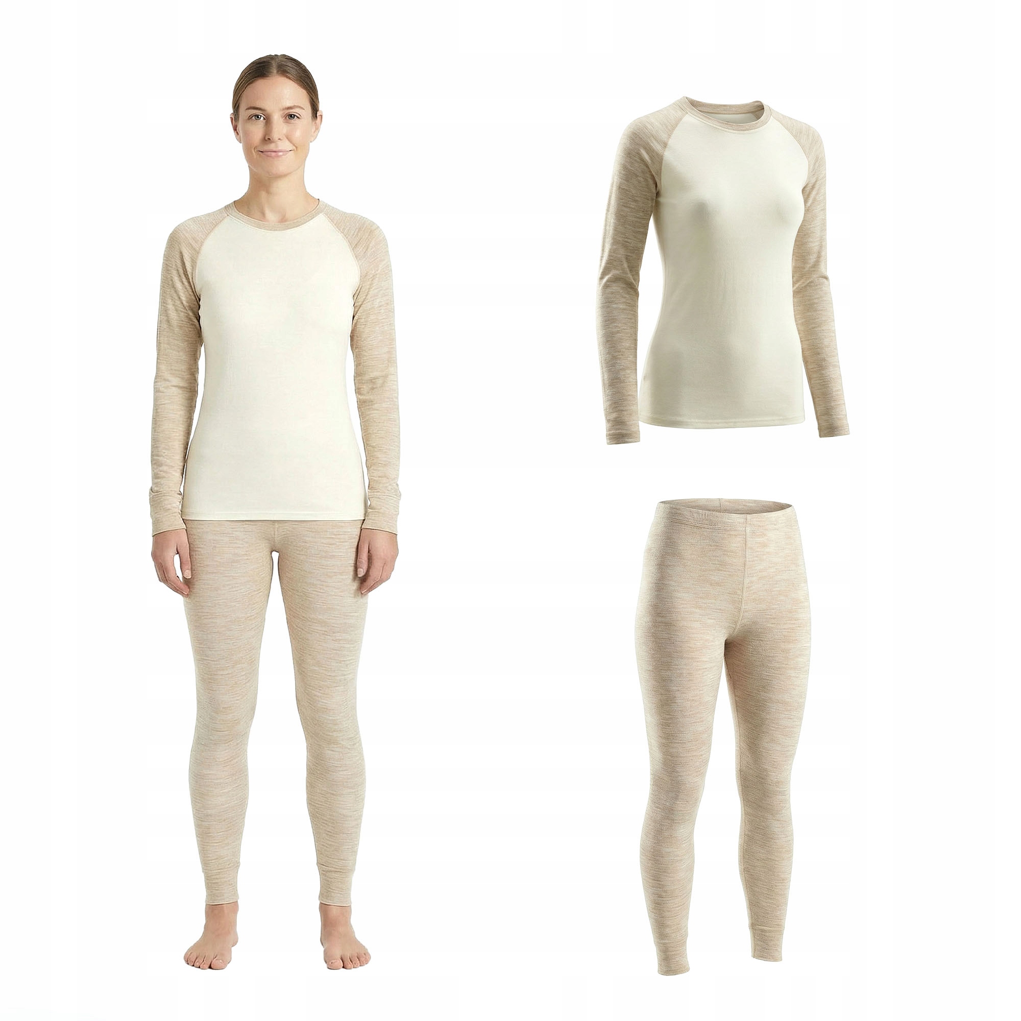 Komplet bielizny termoaktywnej Merino Woolcano SET0980 beżowy L
