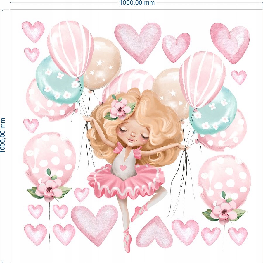 

Baletnica Pastelowe Balony Naklejka Na Ścianę 100