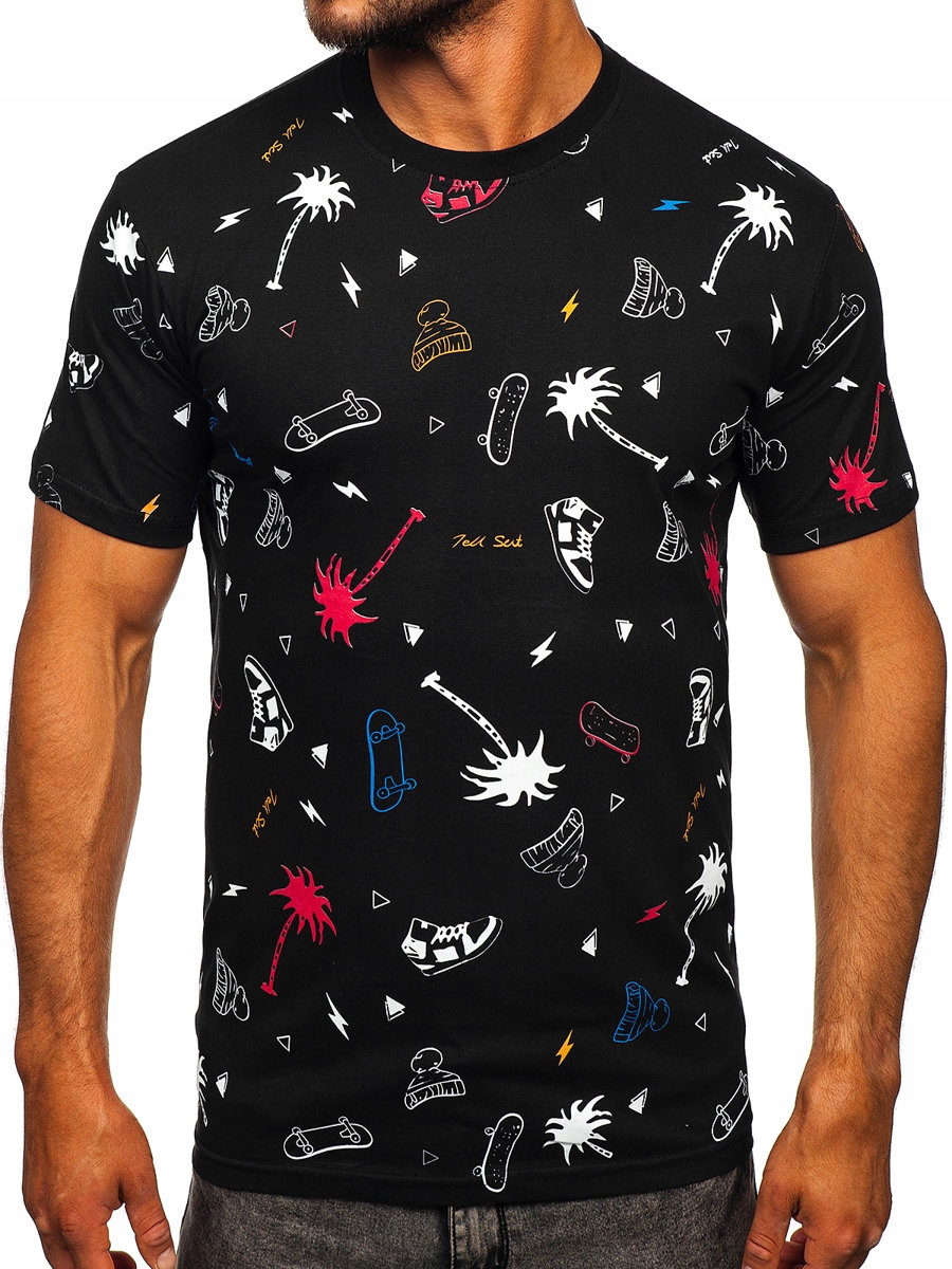 

T-shirt Męski Z Nadrukiem Czarny 1150 ROZMIAR_2XL