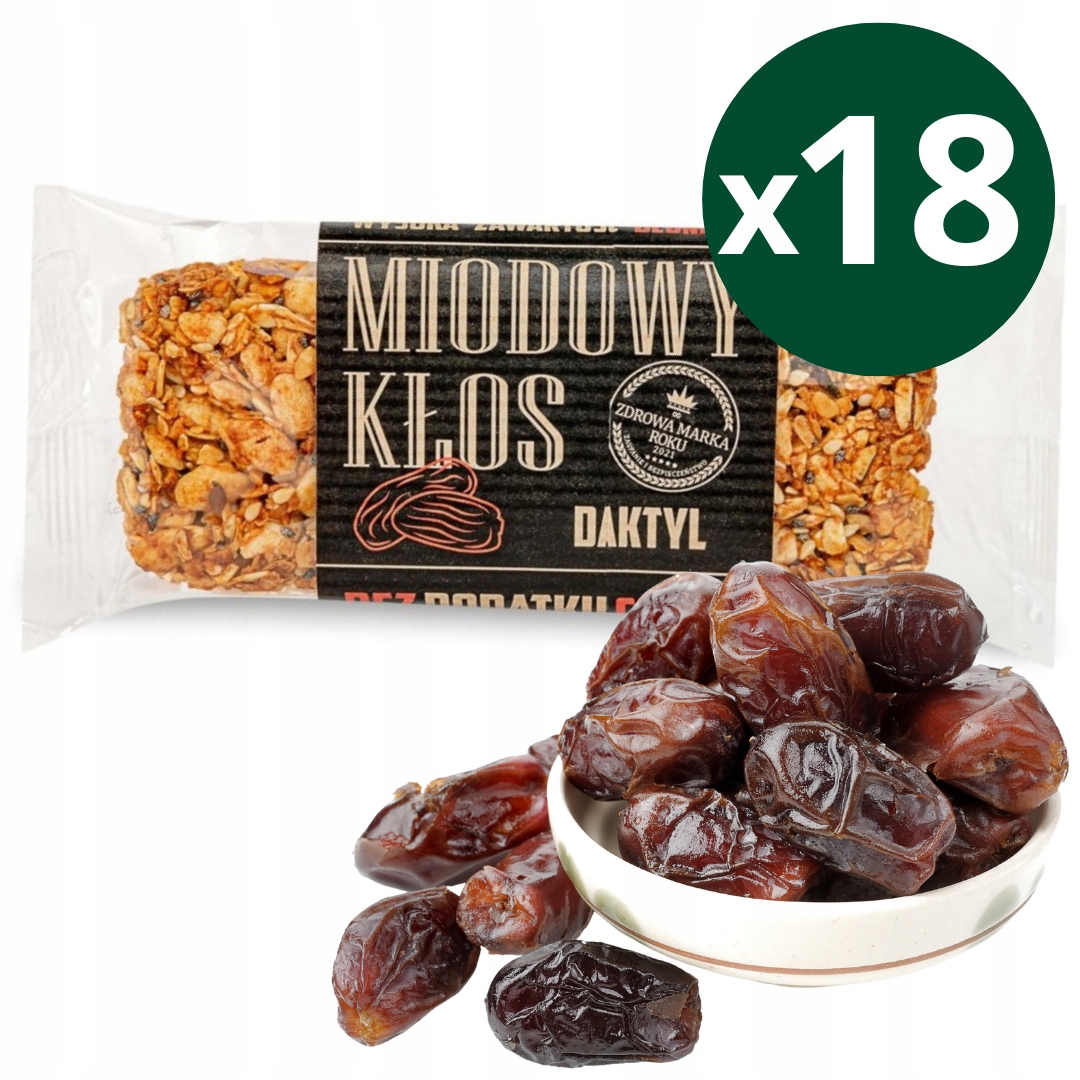 Levně 18 x Tyčinka Medový Klas bez cukru s datlí 45 g Łysoń Svačinka Přírodní