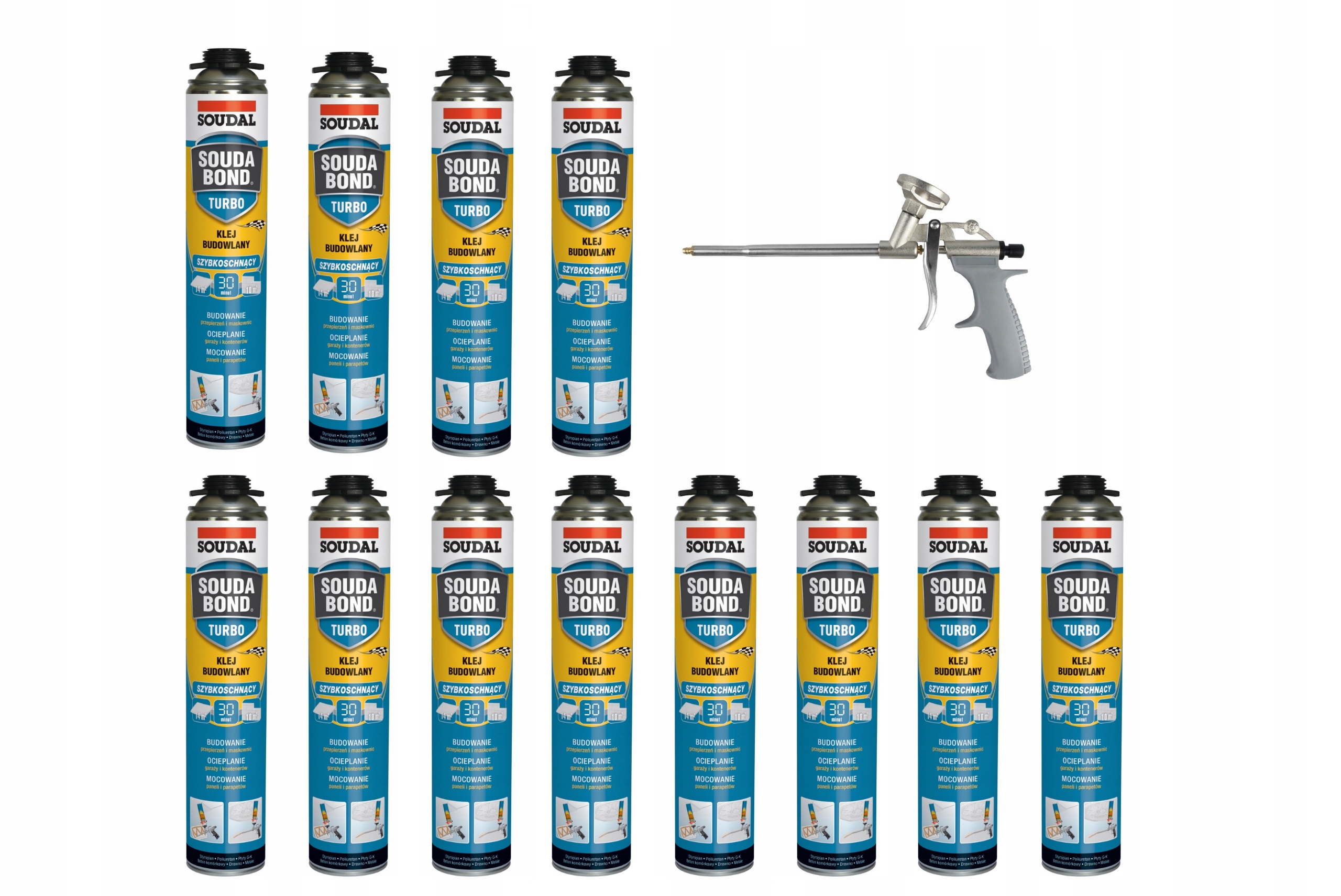 Soudal Stavebné lepidlo Soudabond Turbo 12 ks 750 ml 152562 pištoľ