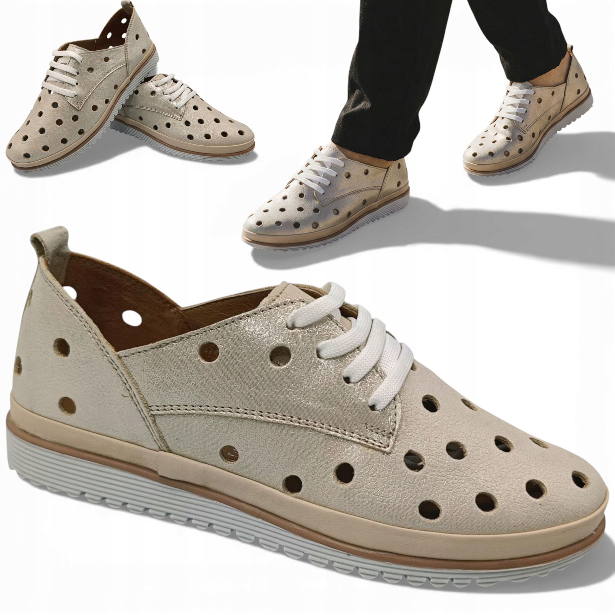 41 Loretta Vitale Dámské boty z přírodní kůže, prodyšné, letní, lehké