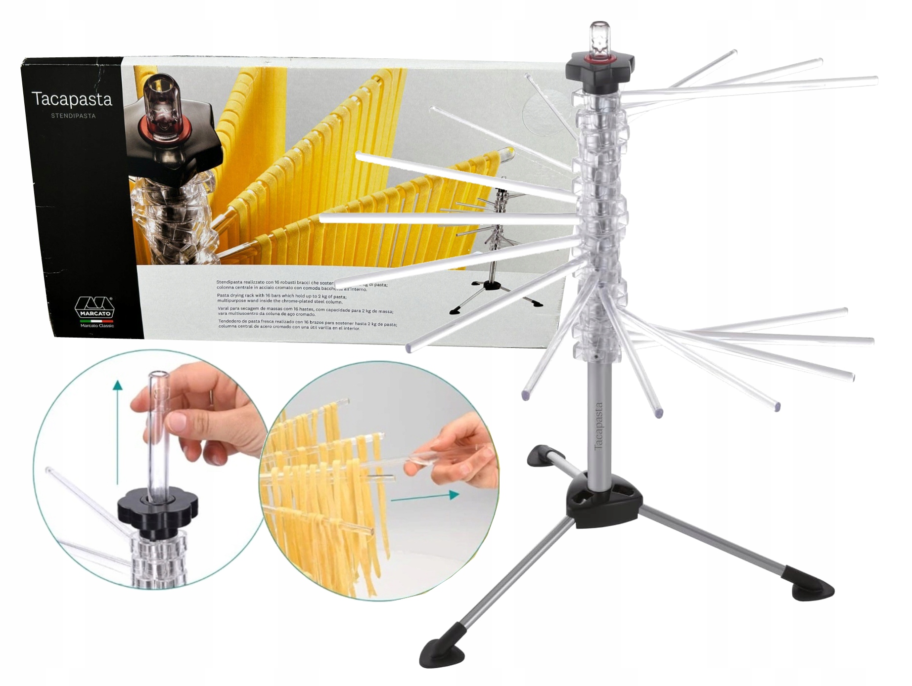 Suszarka Do Makaronu Ręczna Marcato Tp-neu Oszczędzająca Miejsce 16 Ramion