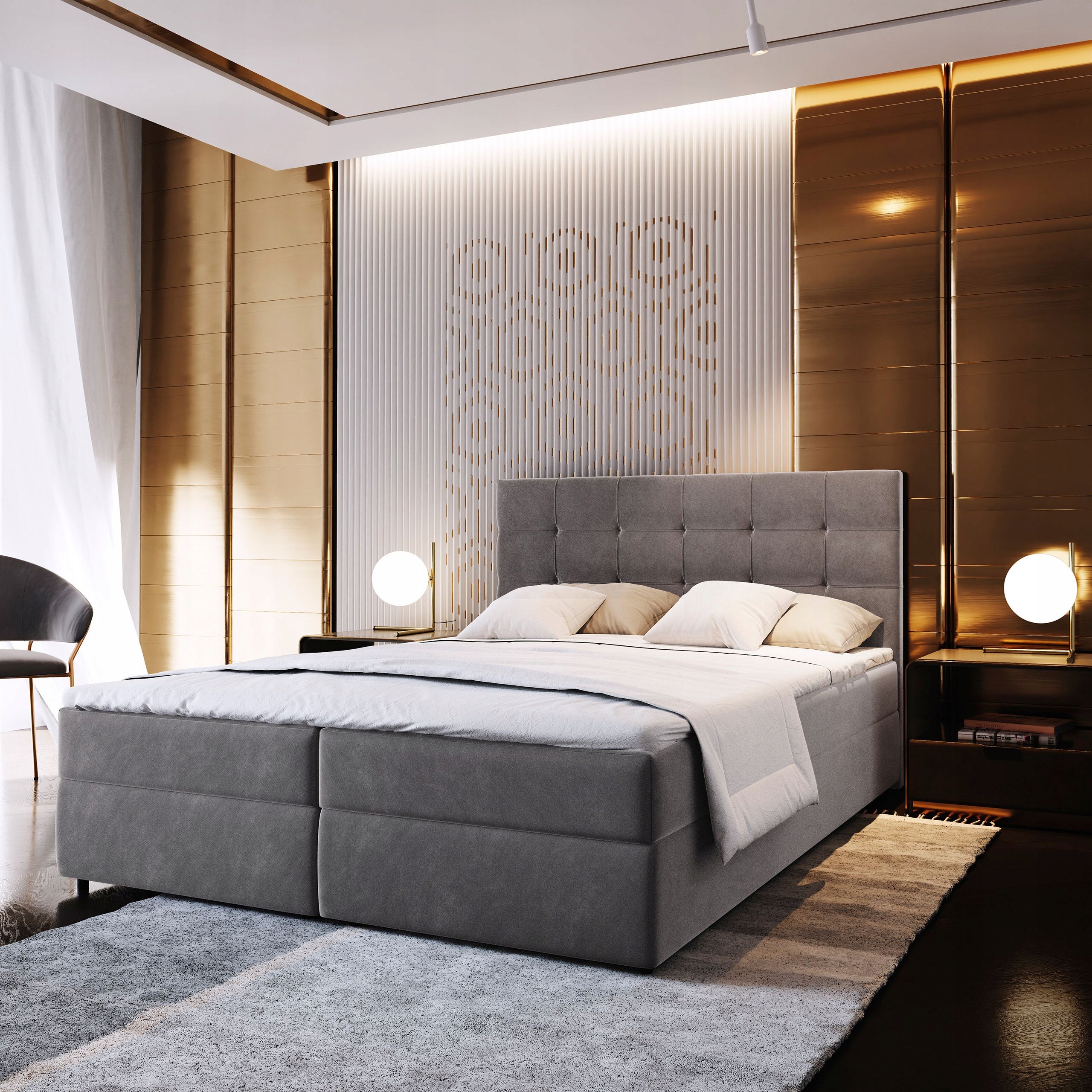 Łóżko tapicerowane GLOS 160 KONTYNENTALNE MATERAC