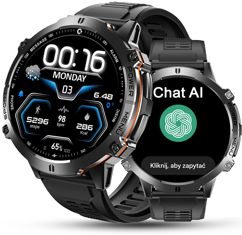 Smartwatch męski Rubicon Always Display Kompas Barometr Ai