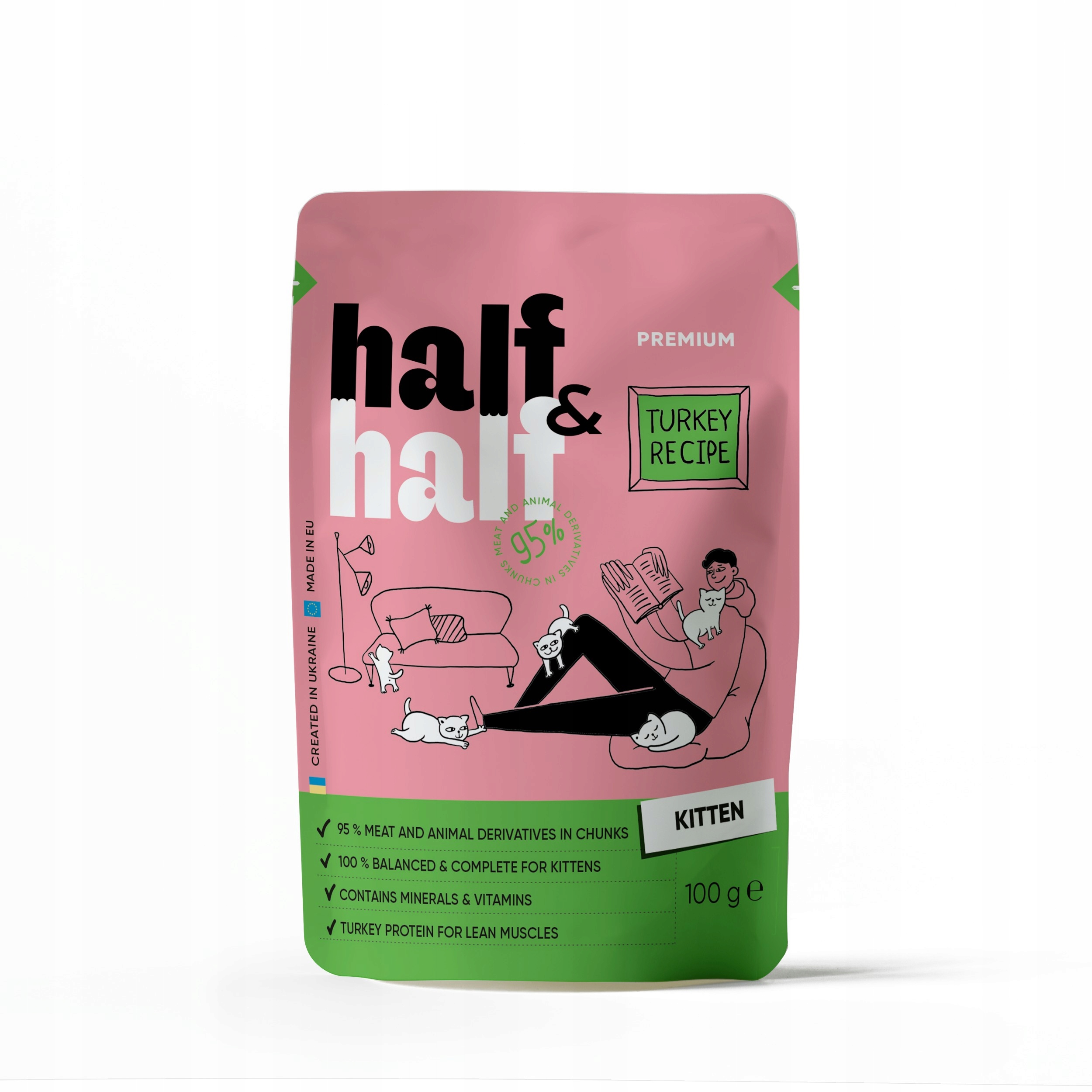 Levně Half&half krmivo pro koťata s krůtím masem v galarátu 22x100 g