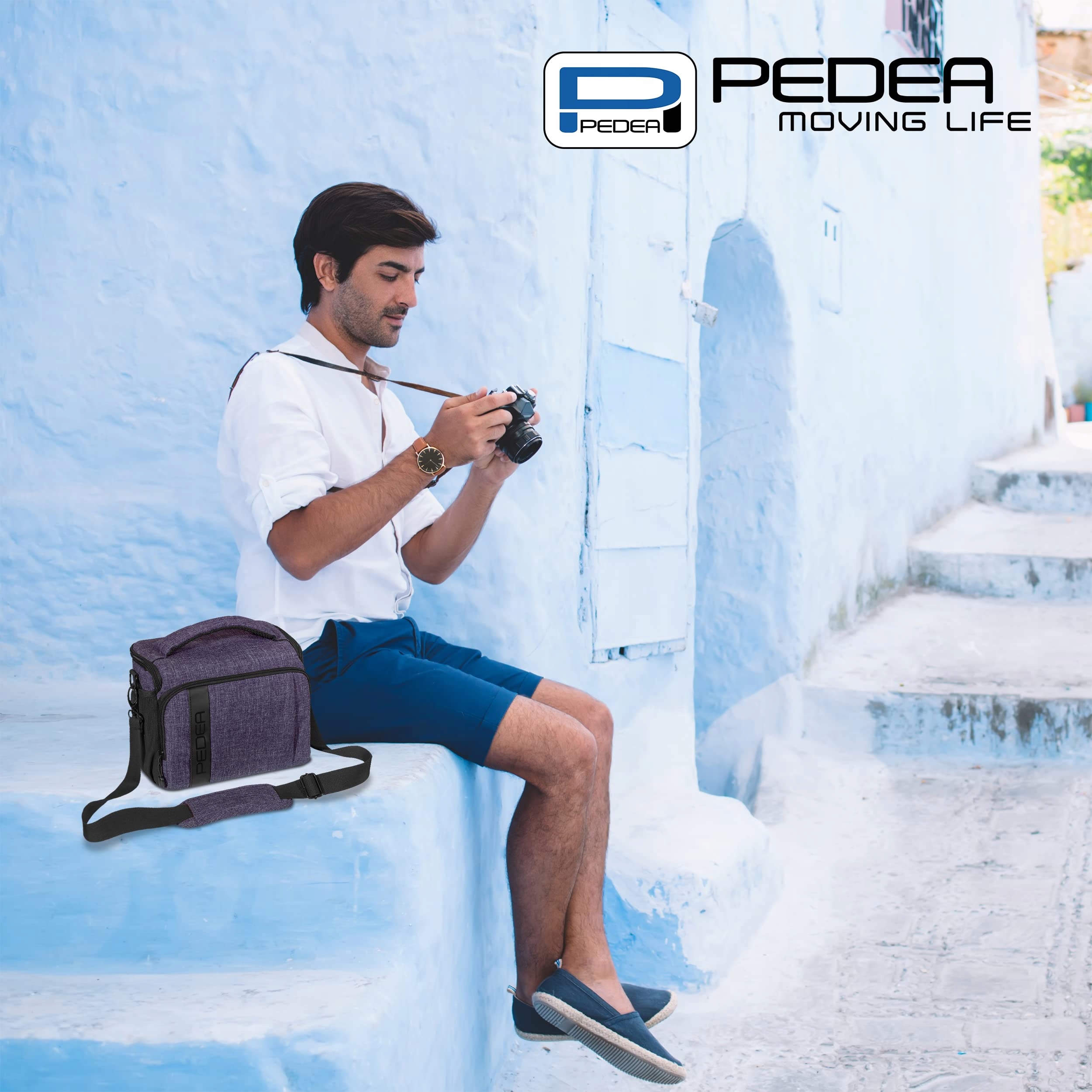 PEDEA Torba Na Aparat DSLR SLR XL Fioletowa Z Pokrowcem Przeciwdeszczowym — miniatura 6