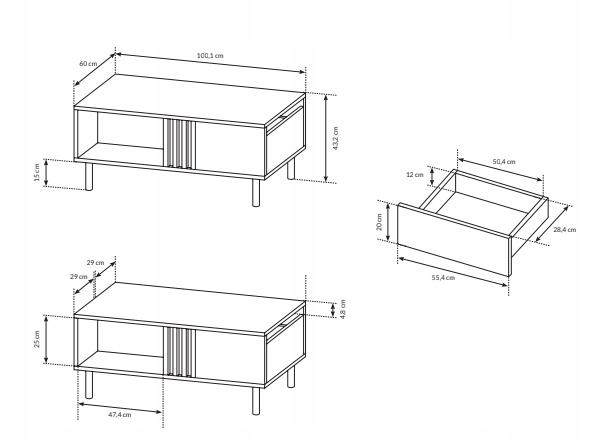 ZESTAW MEBLI 4 elementy DĄB ARTISAN / ANTRACYT Kolor frontów dąb artisan