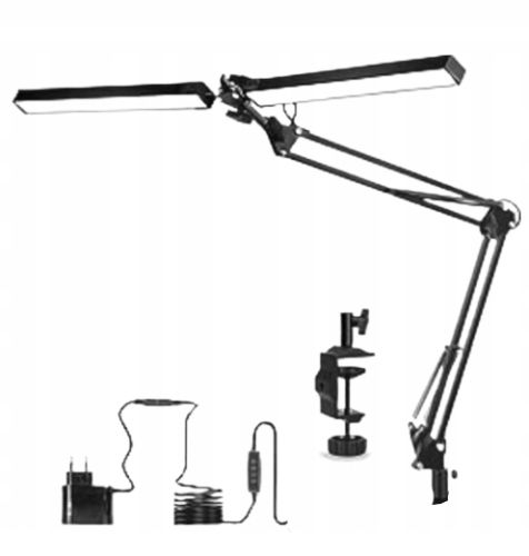 Podwójna Lampka Kreślarska Biurkowa Szkolna Nocna Lampa Regulowana