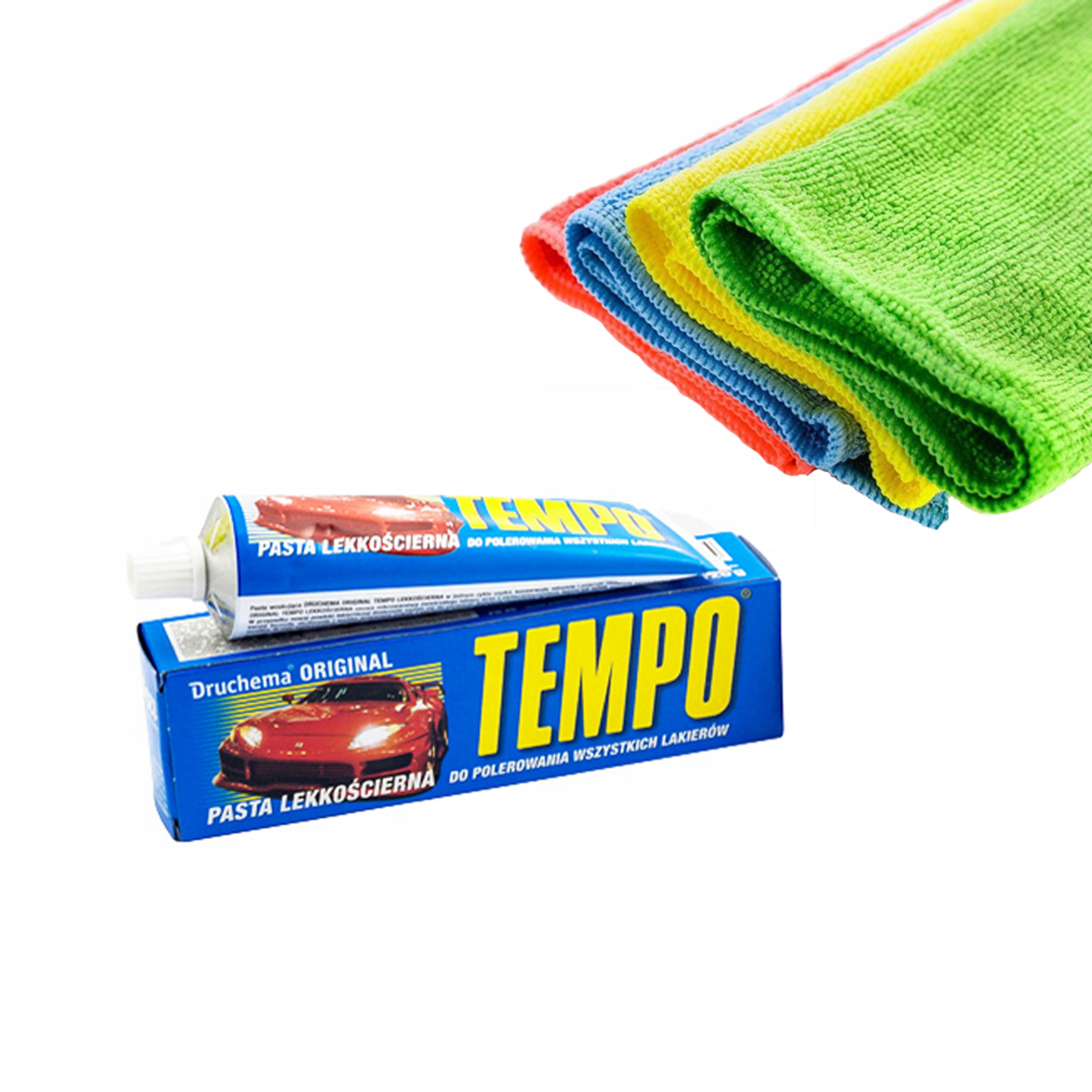 Zestaw do polerowania TEMPO PASTA LEKKOŚCIERNA 120g + ZESTAW ŚCIERECZEK Z M