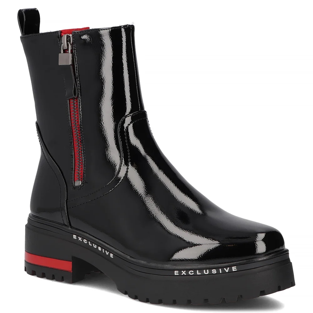 Dámské kožené kotníkové kotníkové boty na zimu Filippo lakované kotníkové nad kotník vel. 38