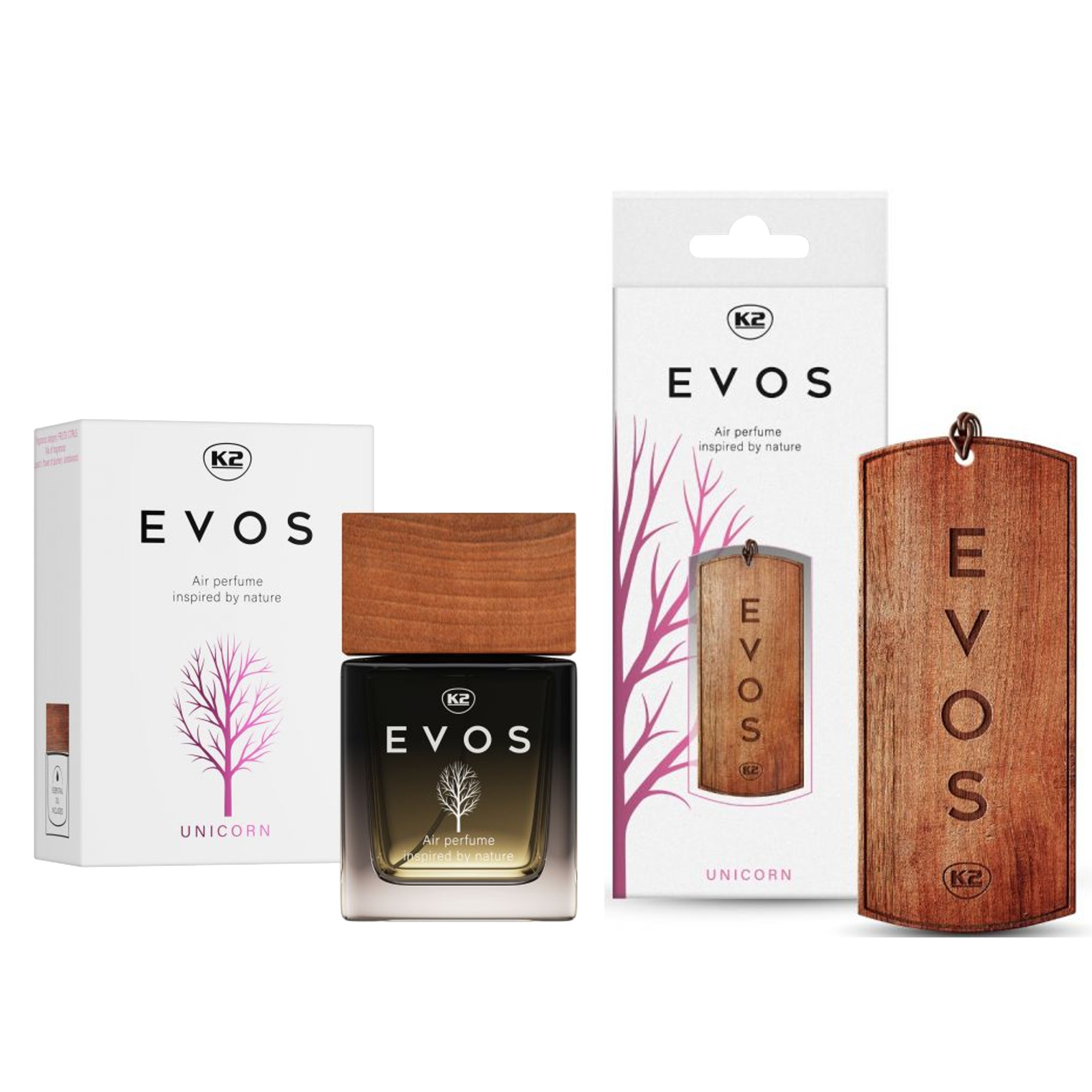 K2 Evos Unicorn Zestaw Flakon 50ml Perfumy Do Auta Zapach Zawieszka