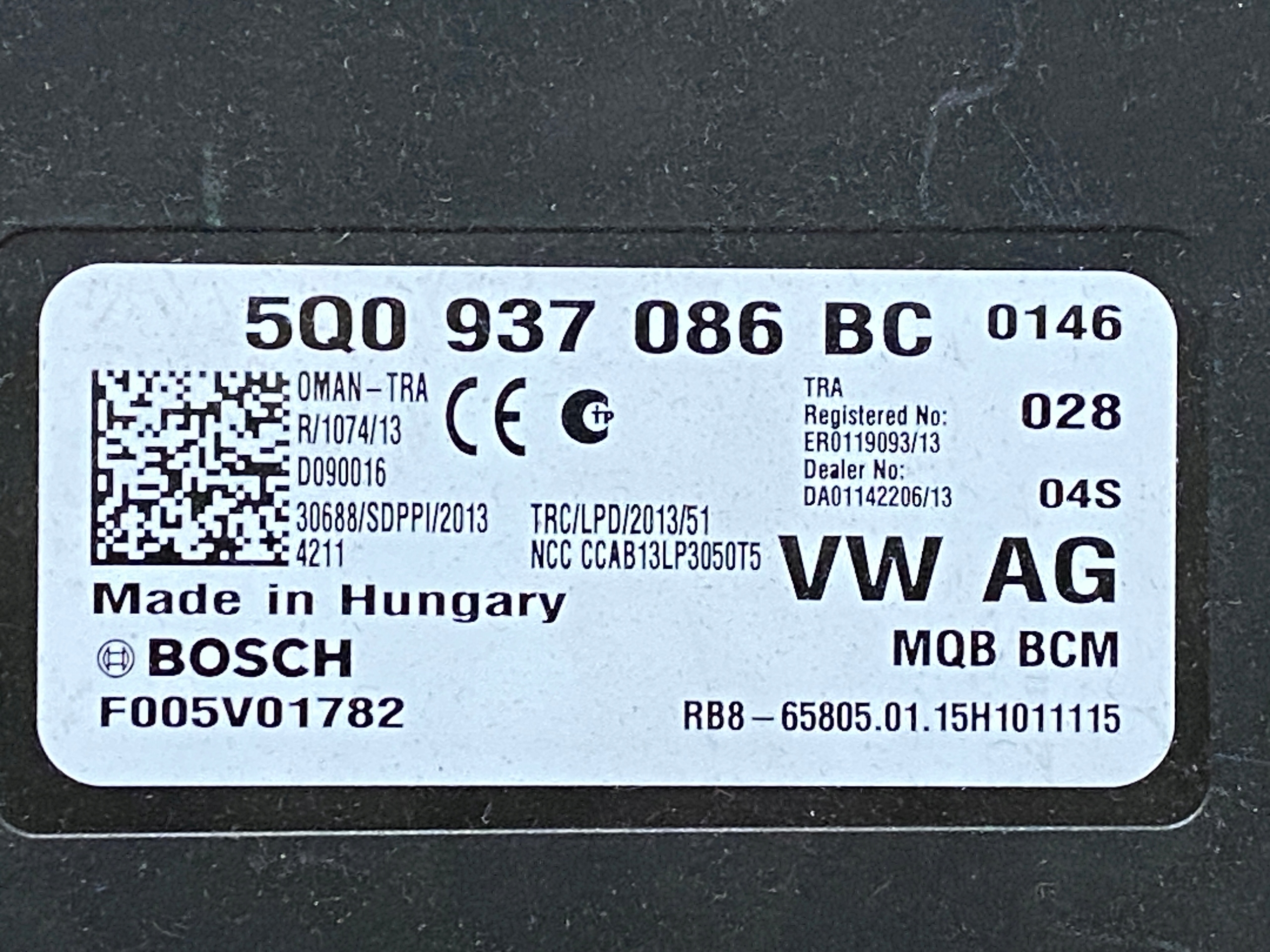AUDI VW control unit BORDNETZ 5Q0937086BC