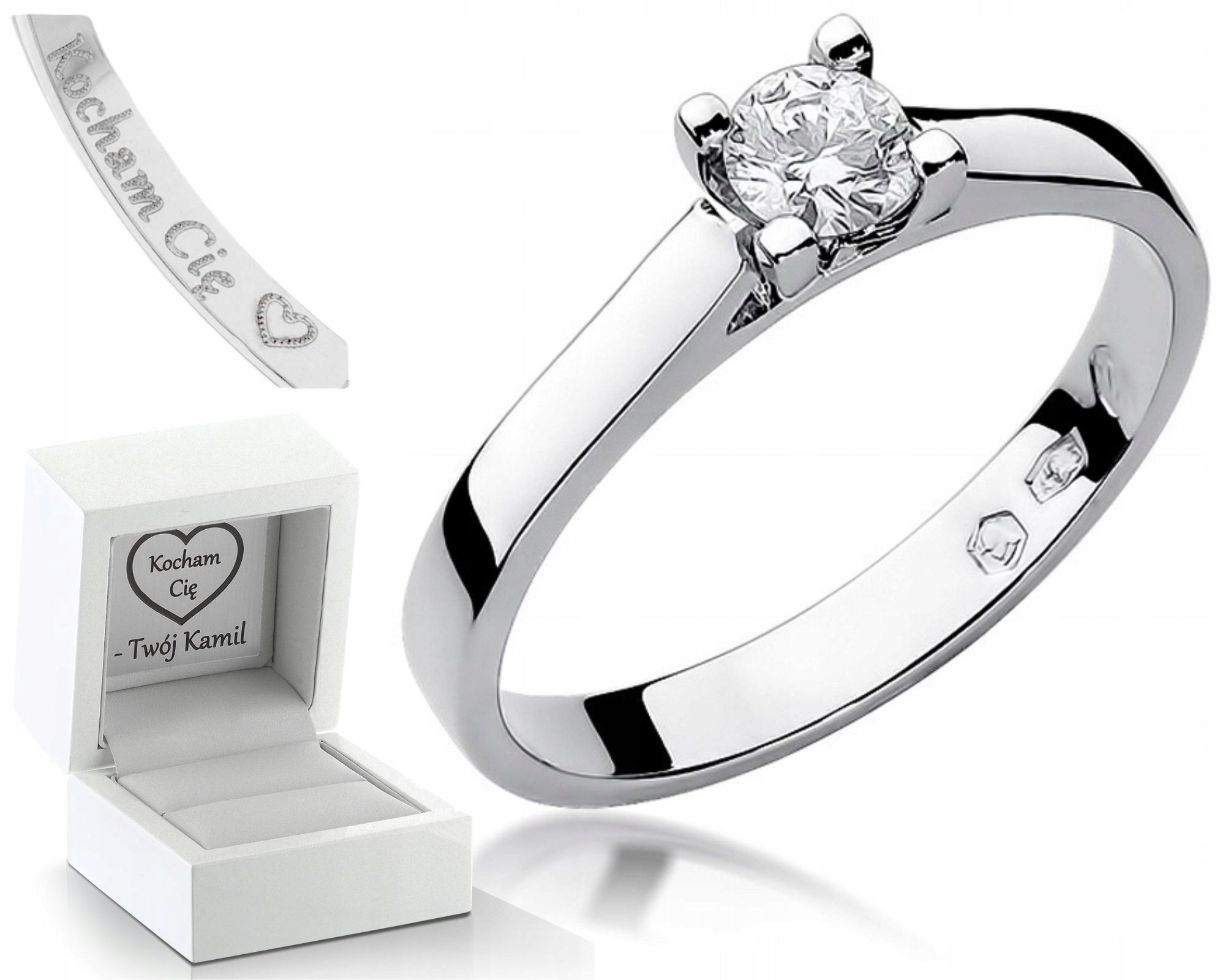Prstýnek Briliant 0,25CT Bílé Zlato 585 Gravírování