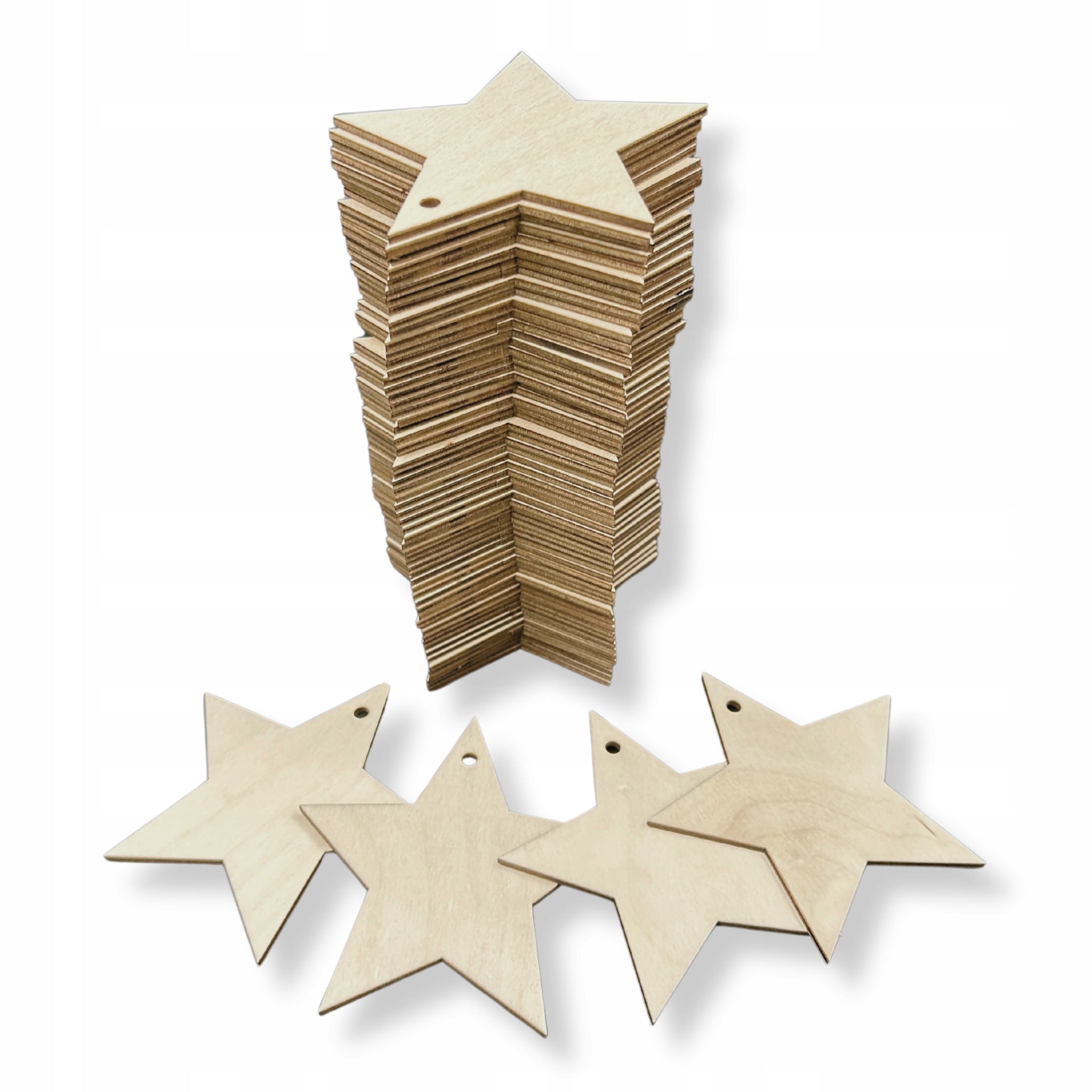 Dřevěné hvězdičky na zdobení 100 Kusů 10 cm s dírkou Překližka 3 mm