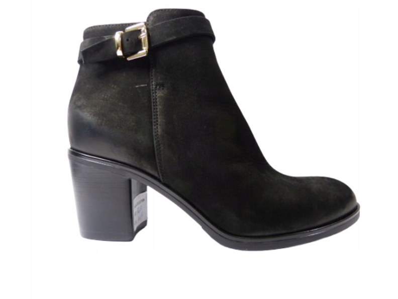 černé kožené klasické kotníkové boty na podpatku, dámské lodičky Sala 37,5