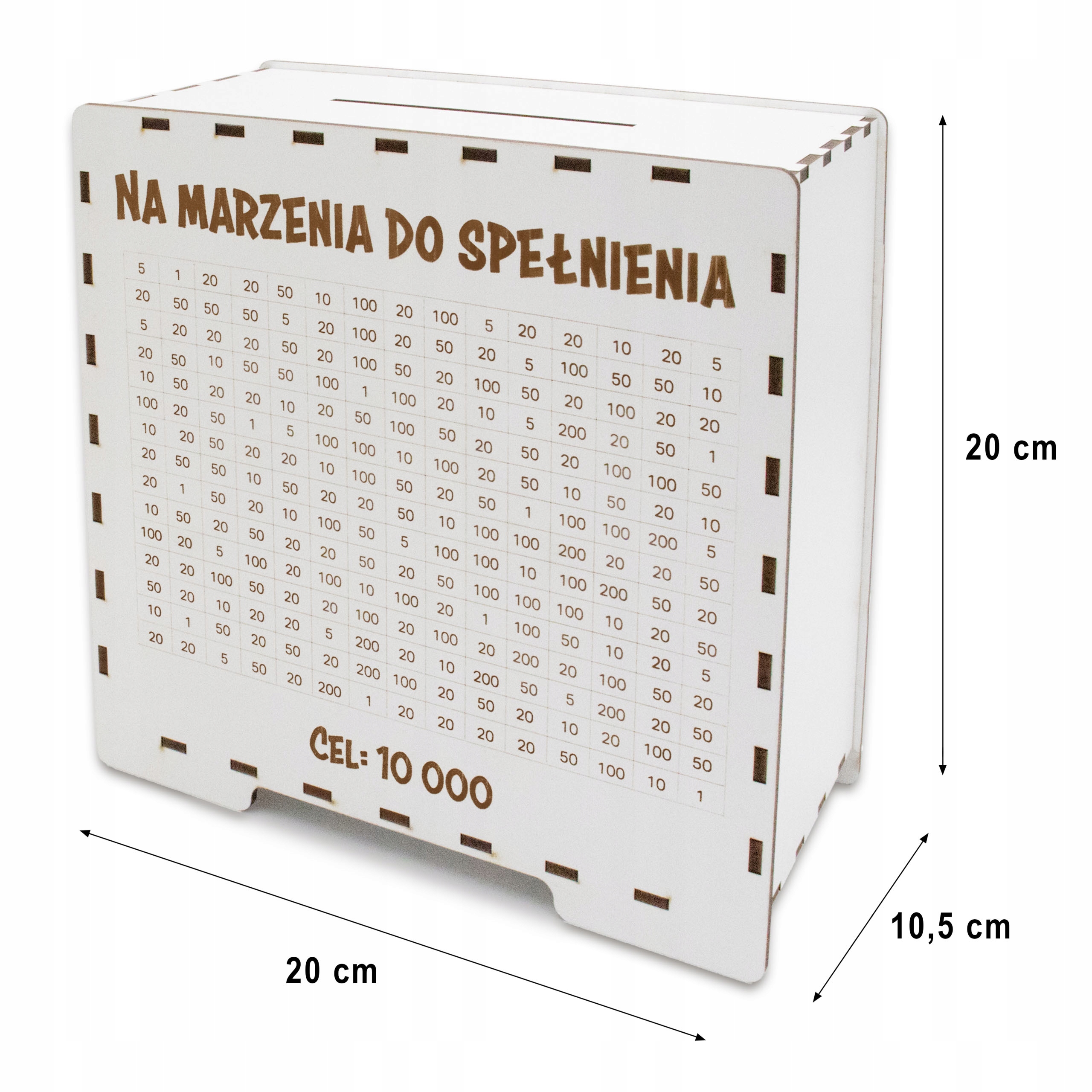 BIAŁA SKARBONKA WYKREŚLANA PREZENT DOWOLNY NAPIS OSZCZĘDZANIE PIENIĘDZY Marka inna