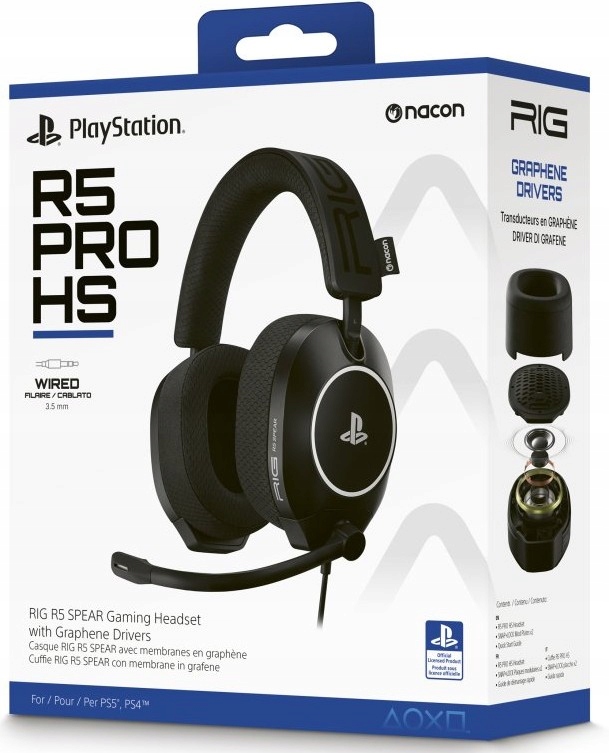 Nacon Rig PS5 Drátová sluchátka R5 Pro Hs černá licence Sony