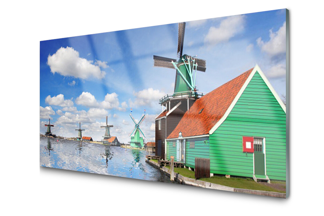 

Panel szklany dekor Płytka Dom Młyn 120x60 + Klej