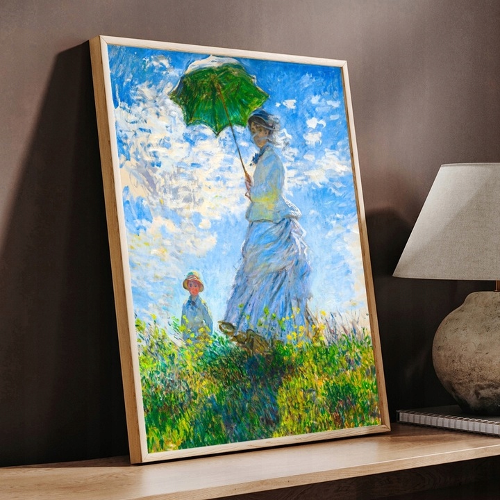 CLAUDE MONET KOBIETA Z PARASOLKĄ 40x50cm OBRAZ błękitny #376 Marka KMBpress