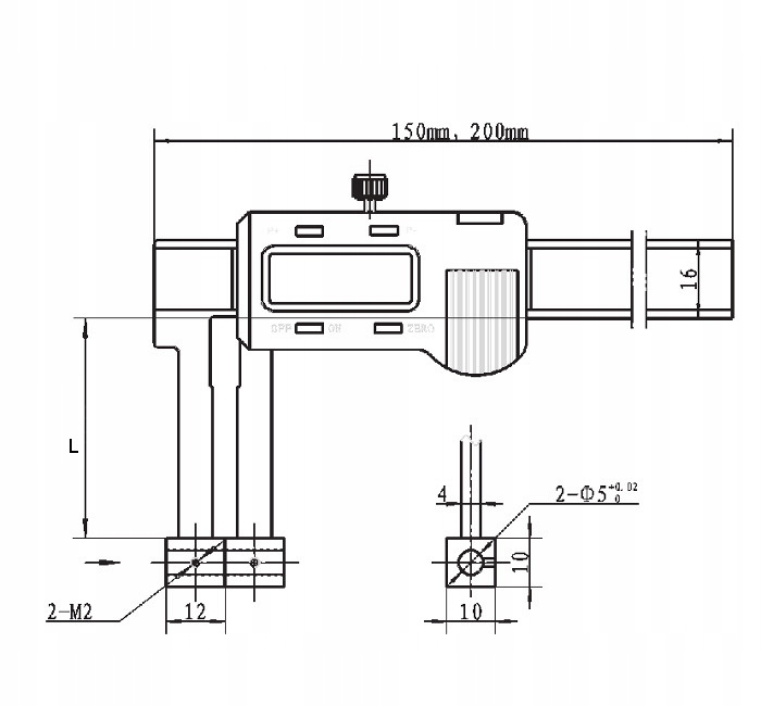 SUWMIARKA Z WYMIENNYMI KOŃCÓWKAMI 0-150 mm 0.01 3V Rodzaj elektroniczna