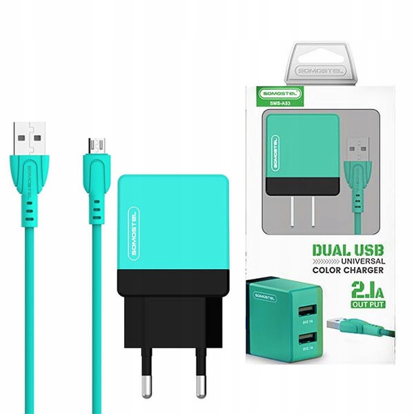 

Szybka Ładowarka 2x Usb 2A Kabel Micro Usb