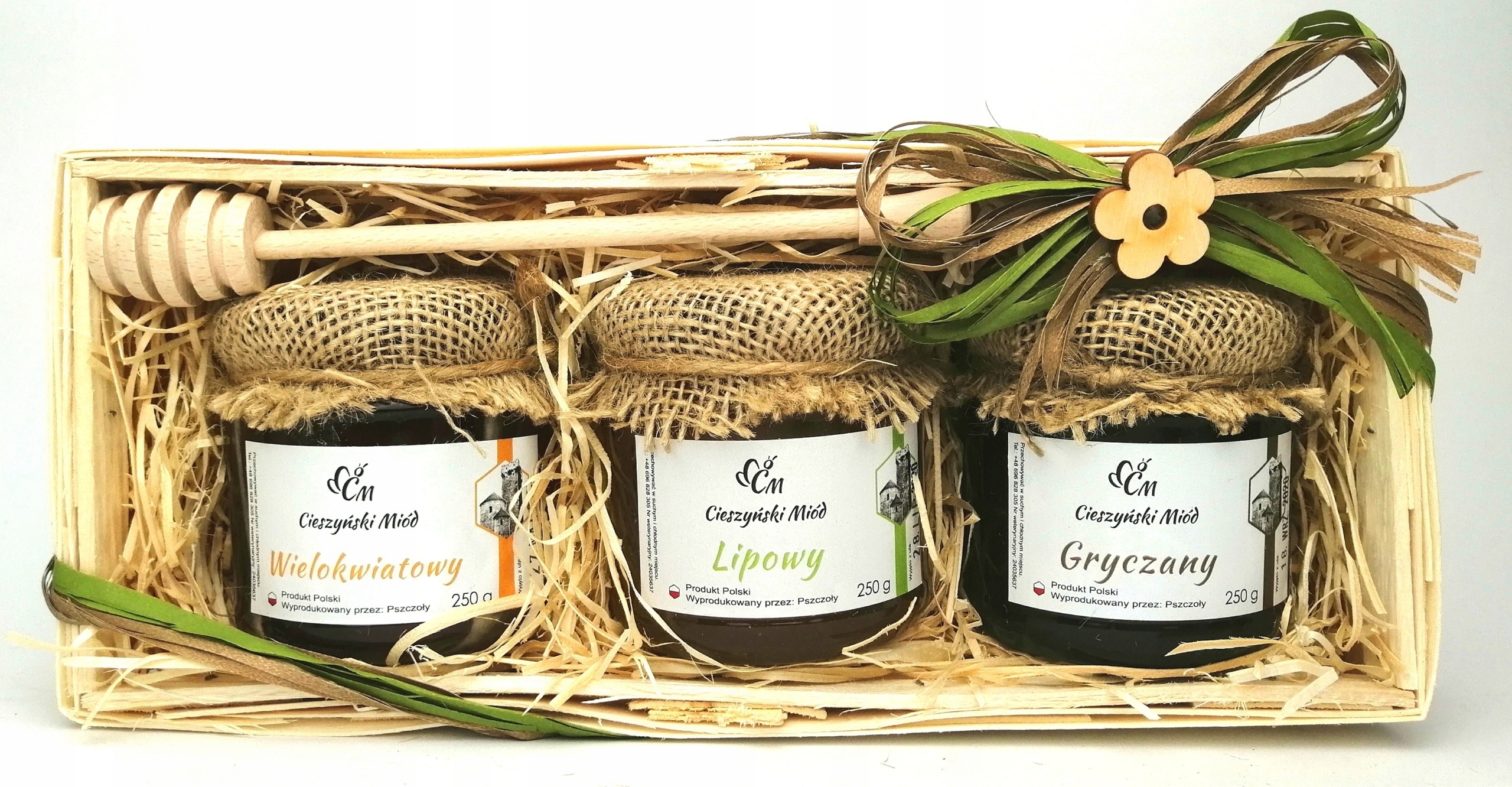 Levně Den matek dárkový koš sada medů 3x250g