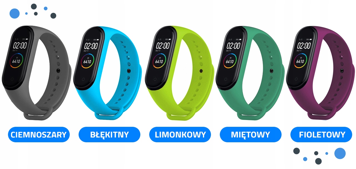 OPASKA do XIAOMI MI BAND 4 i MI BAND 3, PASEK do SMARTBAND, DUŻO KOLORÓW Materiał guma