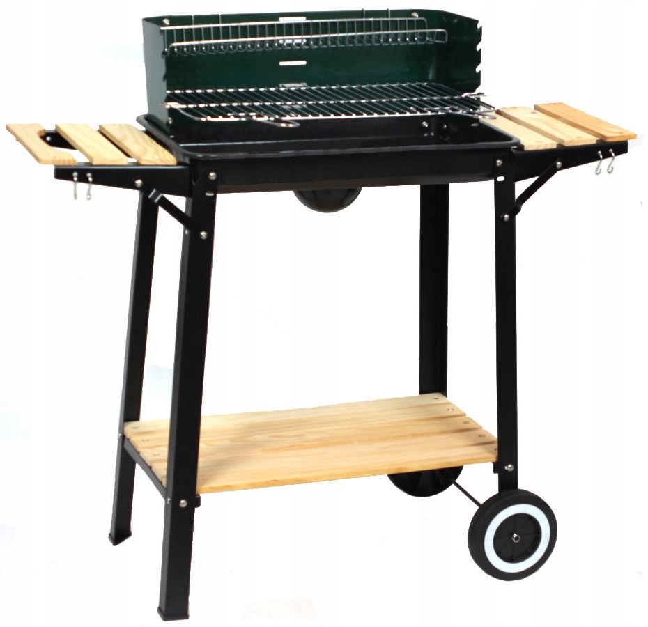 

Stabilny grill Wózek 2 ruszty 3 półki+ Popielnik