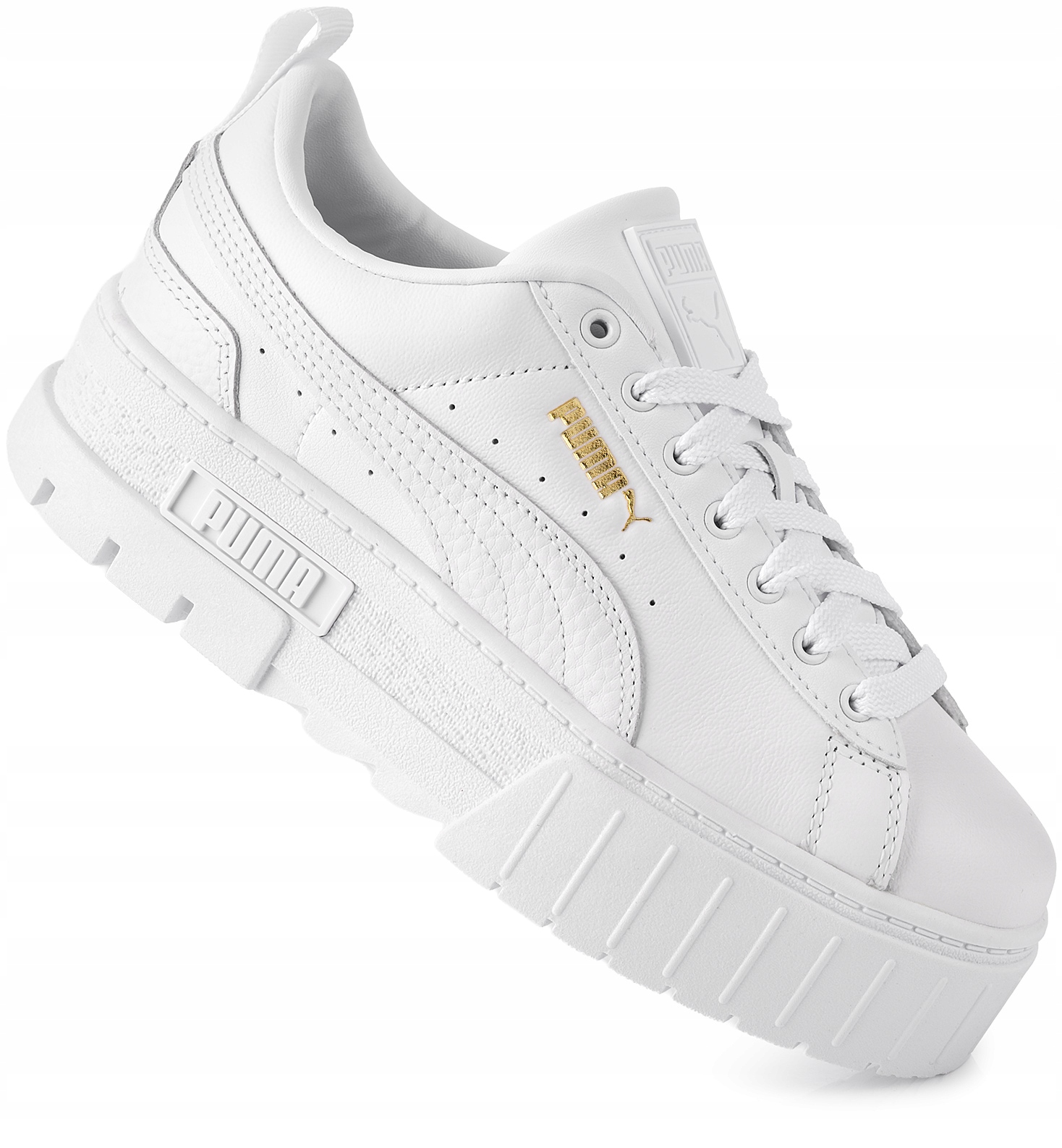 Puma Mayze Damskie Buty Na Platformie Sneakersy Sportowe Białe Skóra 37
