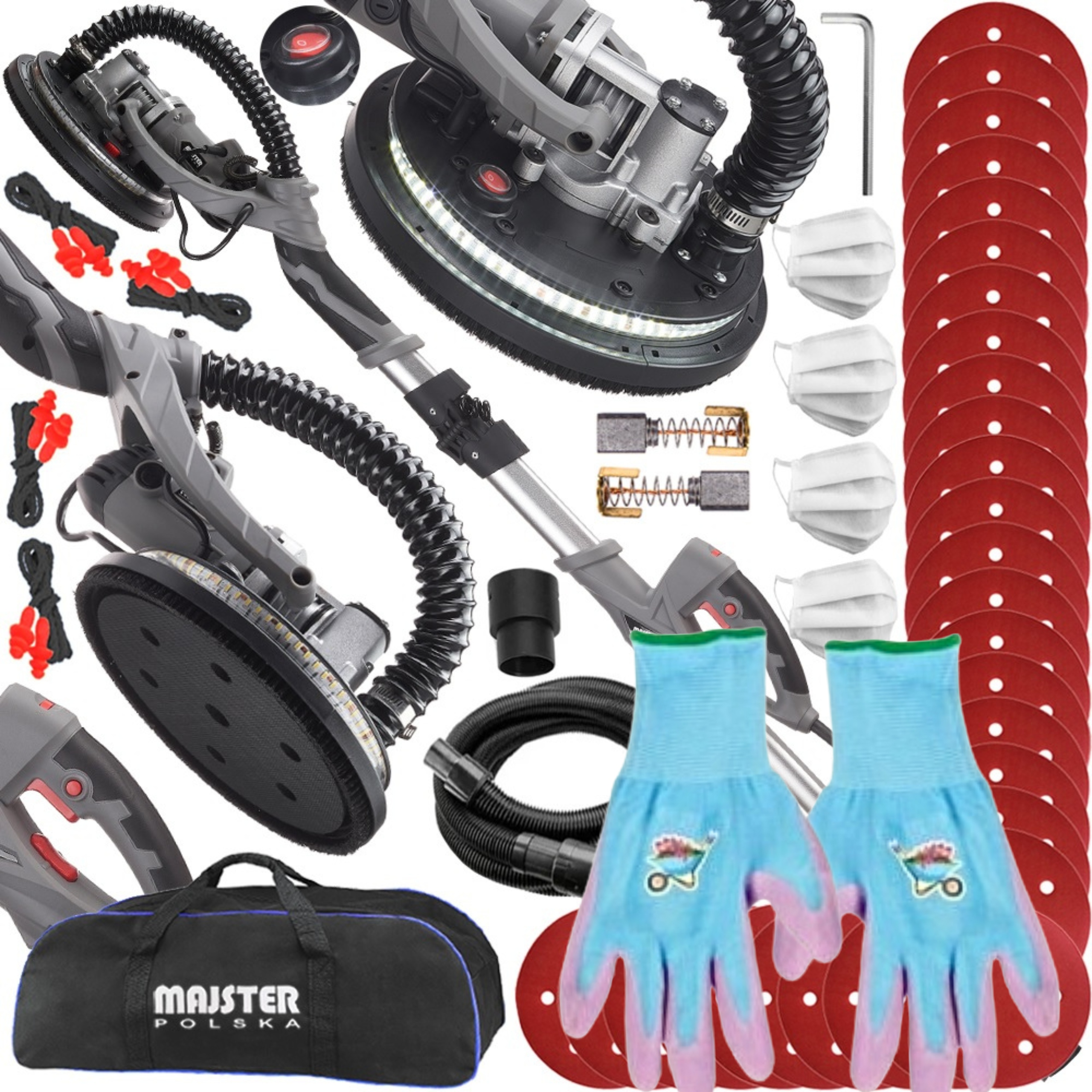 SZLIFIERKA ŻYRAFA GIPSU GŁADZI TYNKÓW PAPIER LED + RĘKAWICE GRATIS