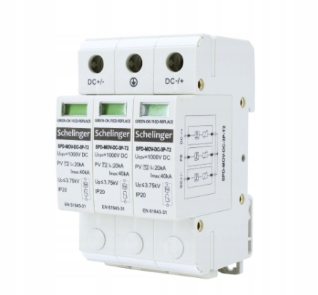 Ogranicznik przepięć 3P DC 1000V Klasa T2 Schelinger A53-SPD-MOV-DC-3P-T2