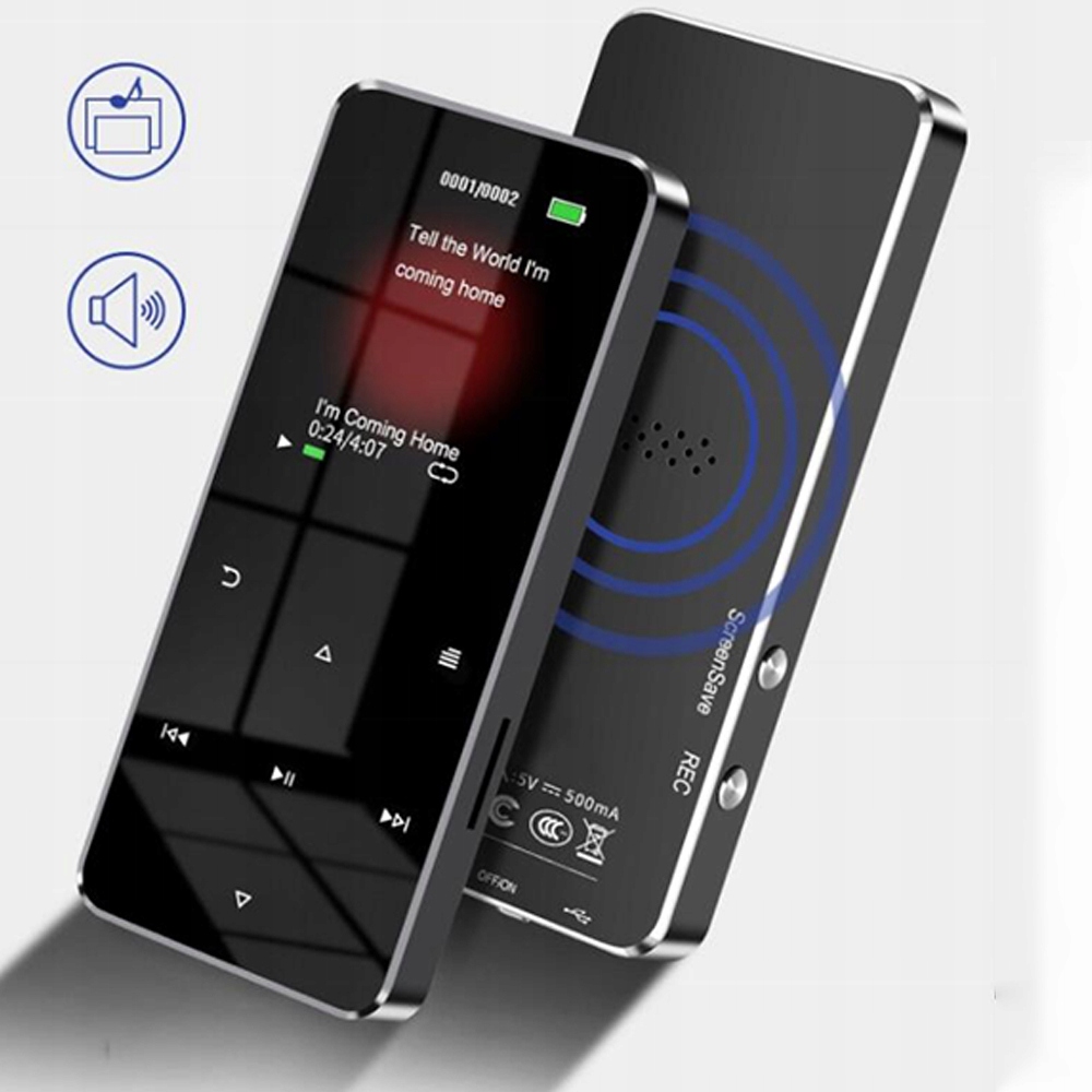 ODTWARZACZ MP4 MP3 16GB DOTYKOWY BLUETOOTH 5.0 HiFi + SŁUCHAWKI Przekątna ekranu 1.8