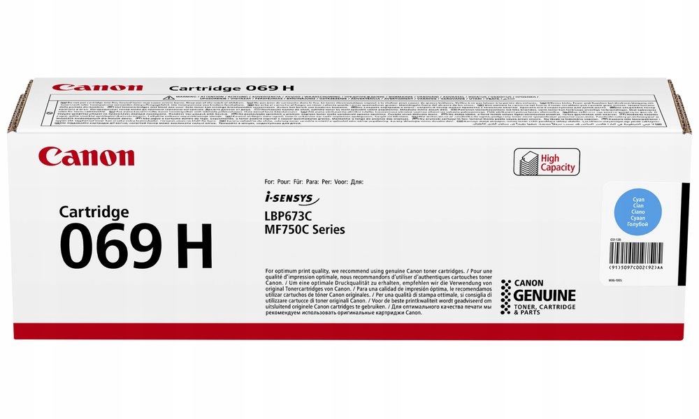 Canon originální vysokokapacitní toner Cartridge 069 H C modrý, MF752Cdw, 7