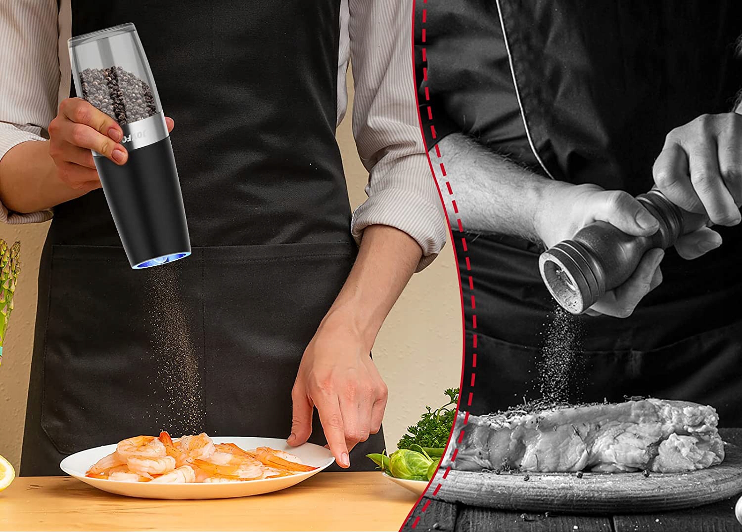 ZESTAW MŁYNKÓW DO SOLI I PIEPRZU GRAWITACYJNY Materiał tworzywo sztuczne