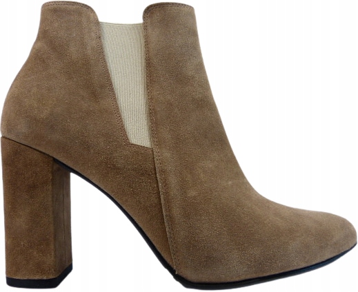 hnědé dámské kotníkové boty na podpatku elegantní dámské boty z kůže Karino 38