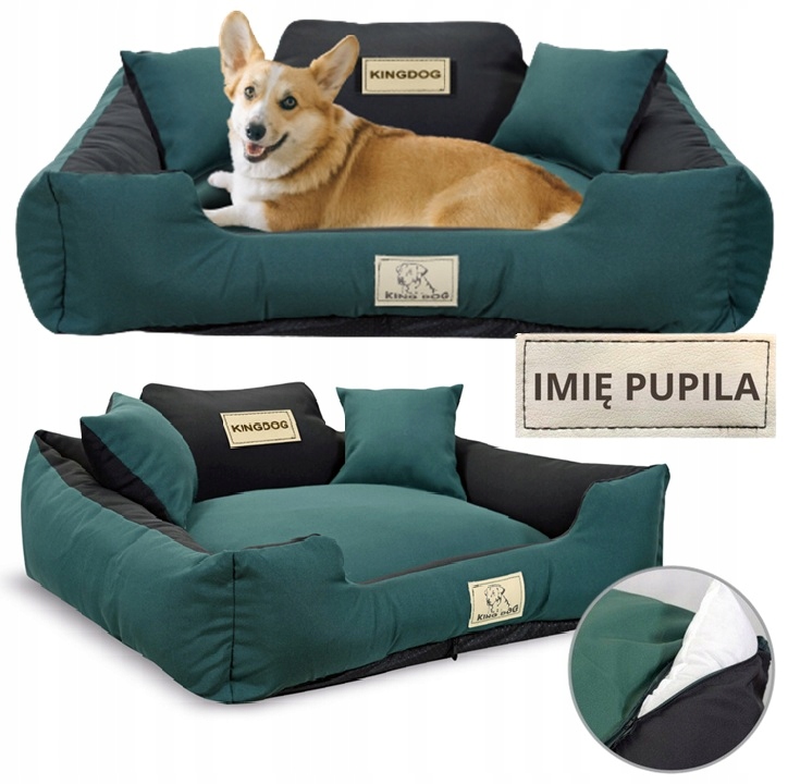 Levně Pelíšek pro psa Potah Pohovka Kotec se zámkem Jméno 75x65 cm Zelená