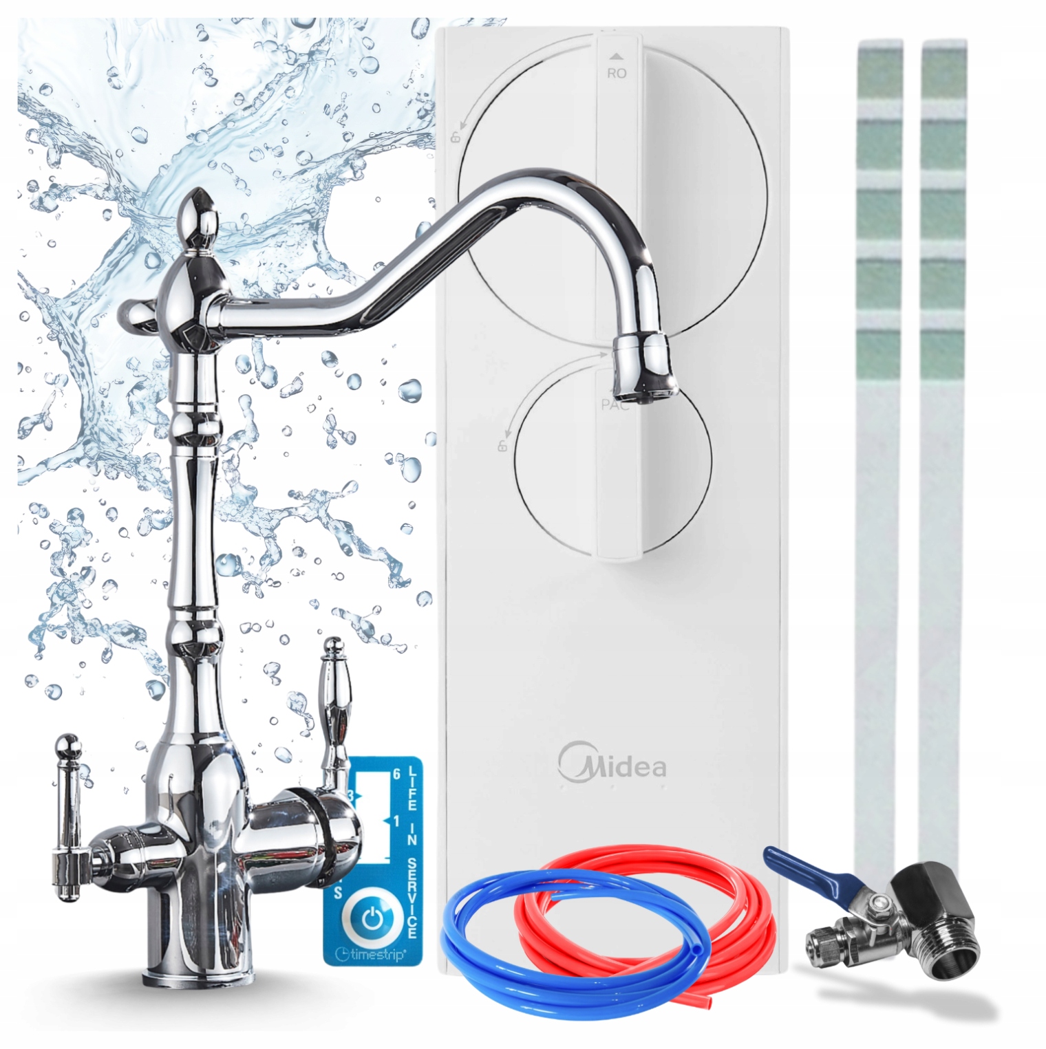 Kohútik Na Filter Vody Retro Chróm A Filter Midea RO5 400GPD S Reverznou Osmózou