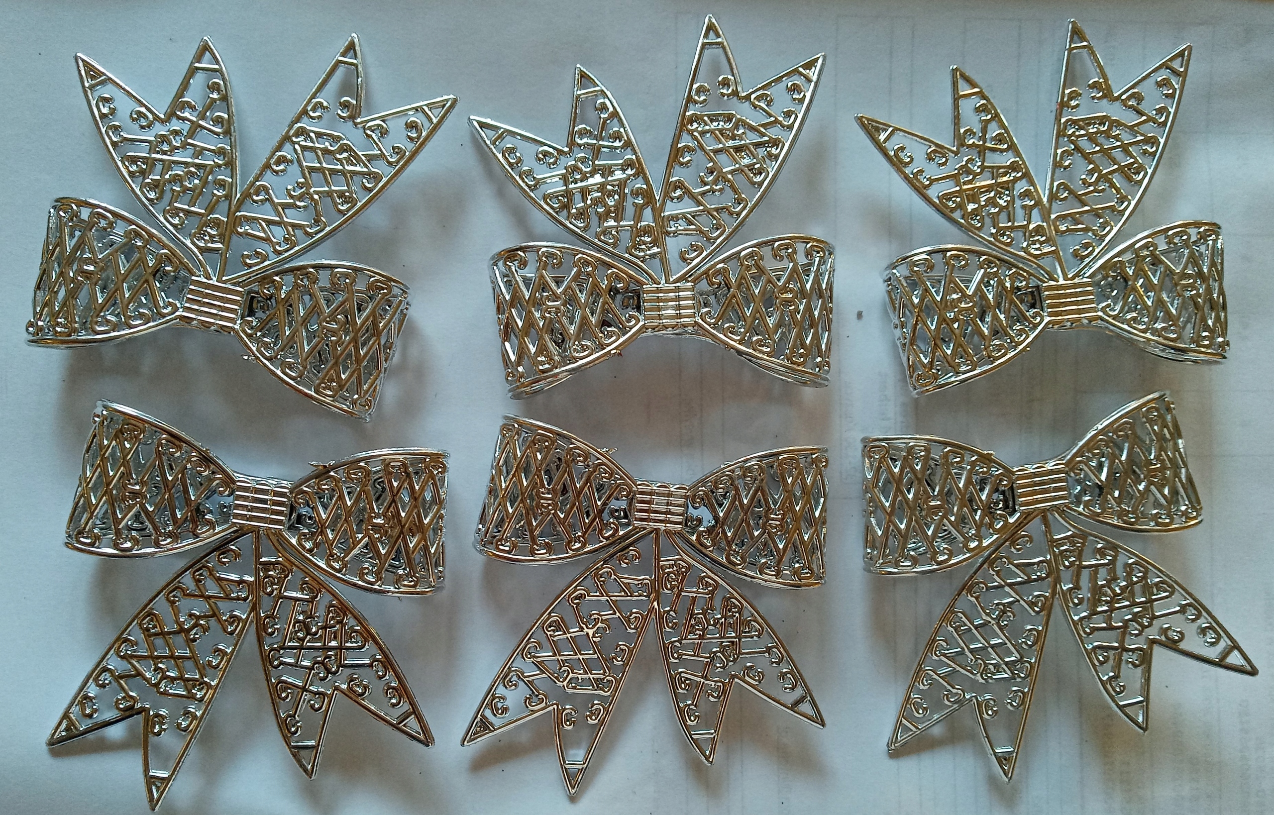 

Kokarda Kokardki Na Choinkę 6 Sztuk Srebrne