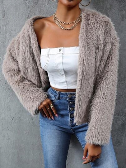 SHEIN FUTRO DAMSKIE BEŻOWE DO BIODER CASUAL 38 ŁJA Płeć kobieta