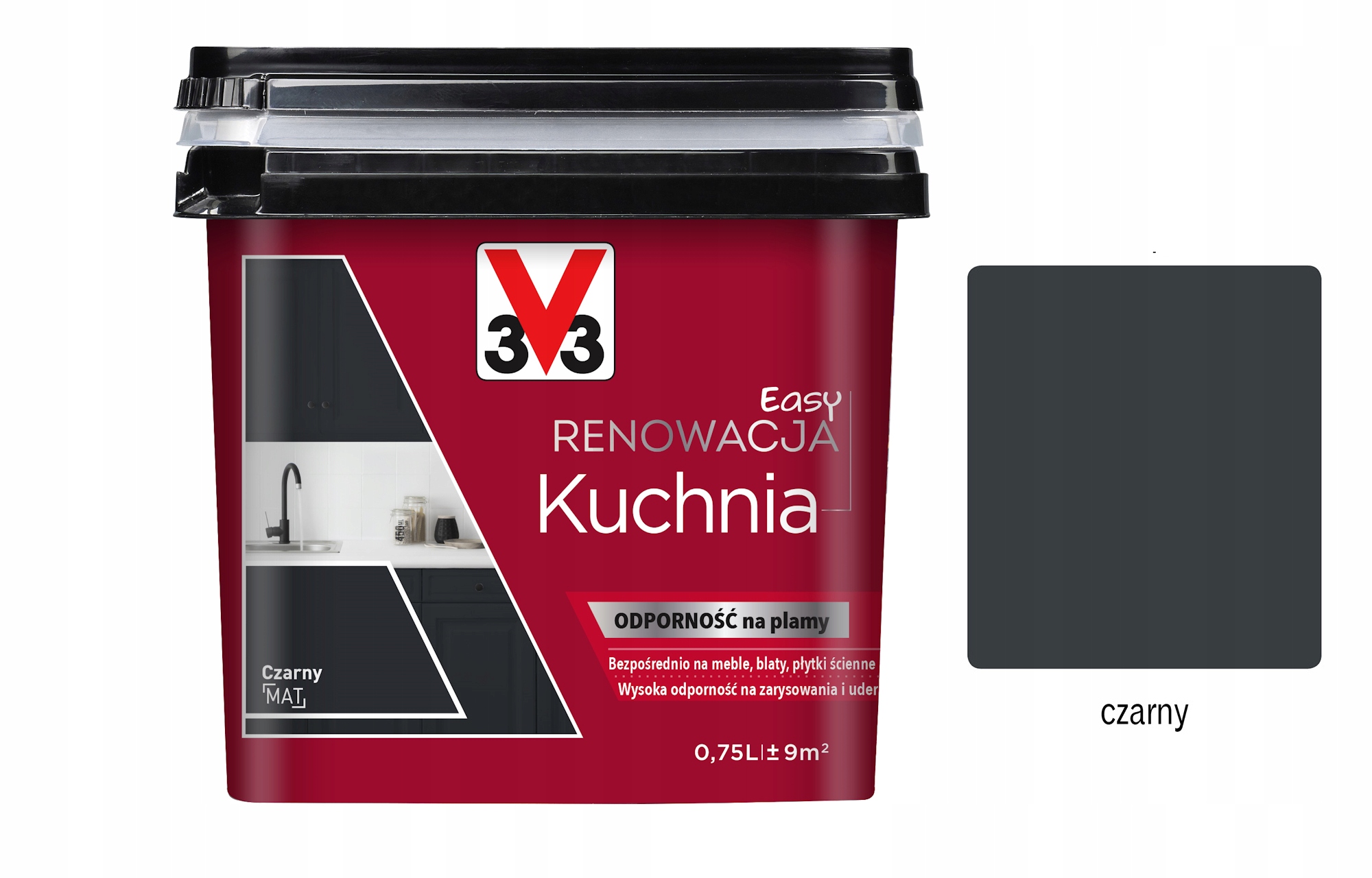 V33 Farba renowacja Kuchnia I Meble 0,75 L Czarny mat