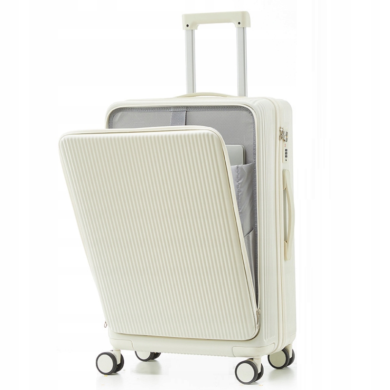 Walizka Kabinowa Podróżna Biała Abs Odporna 38L Usb Ładowanie