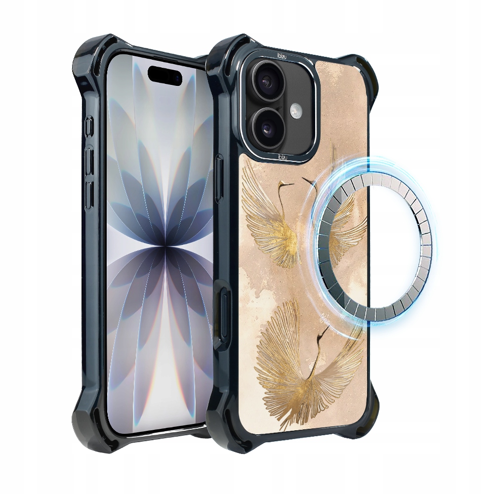 Pouzdro pro iPhone 17 Ibizu DropGuard Ultra s MagSafe, Boho, Zlaté jeřáby