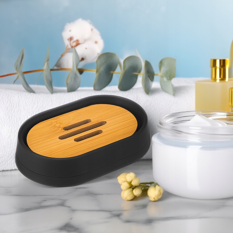 Mydelniczka czarna z ociekaczem pojemnik na mydło podstawka elegancka Szerokość 83 mm