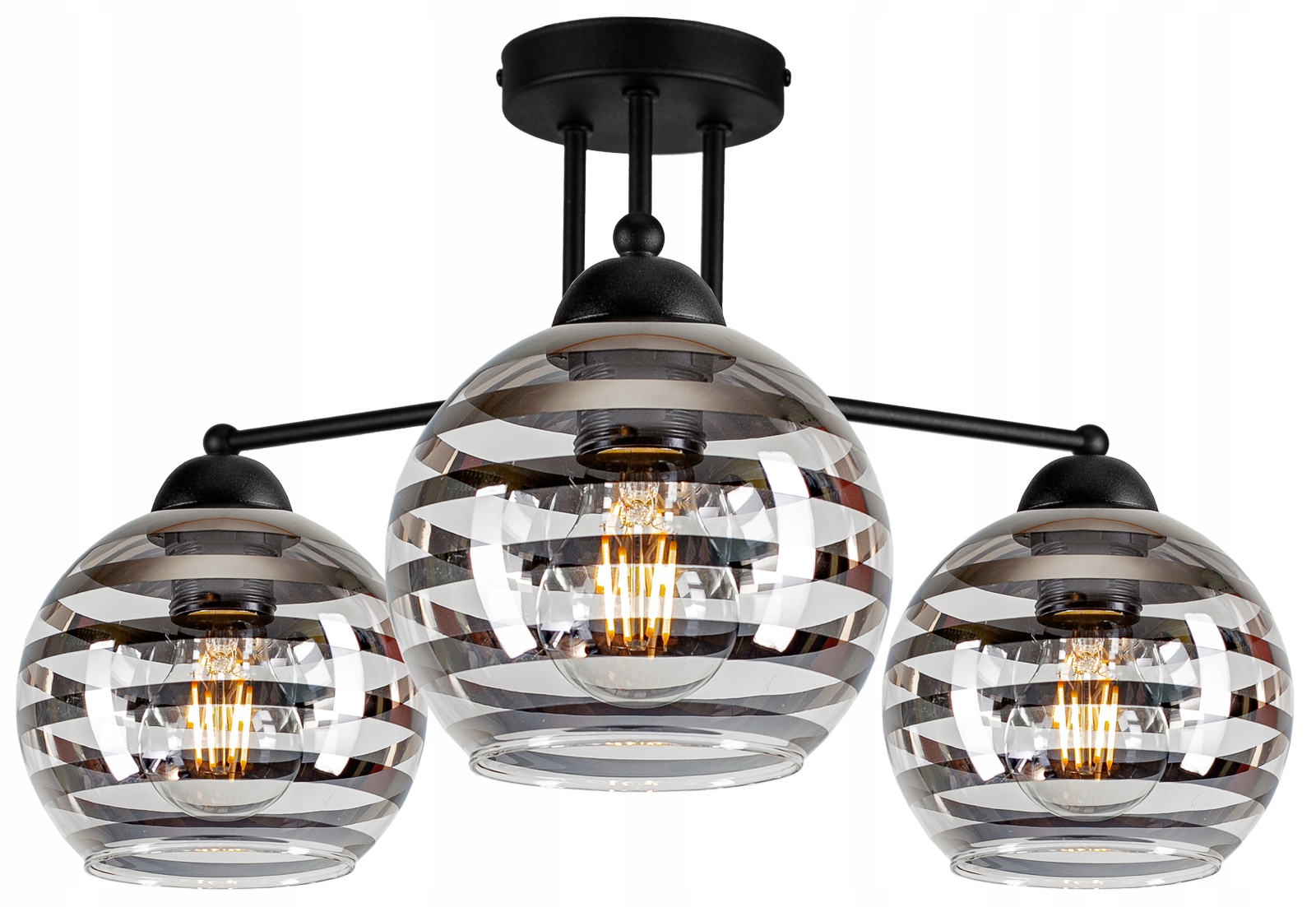 

Szklana Lampa Sufitowa Żyrandol Plafon Edison Led