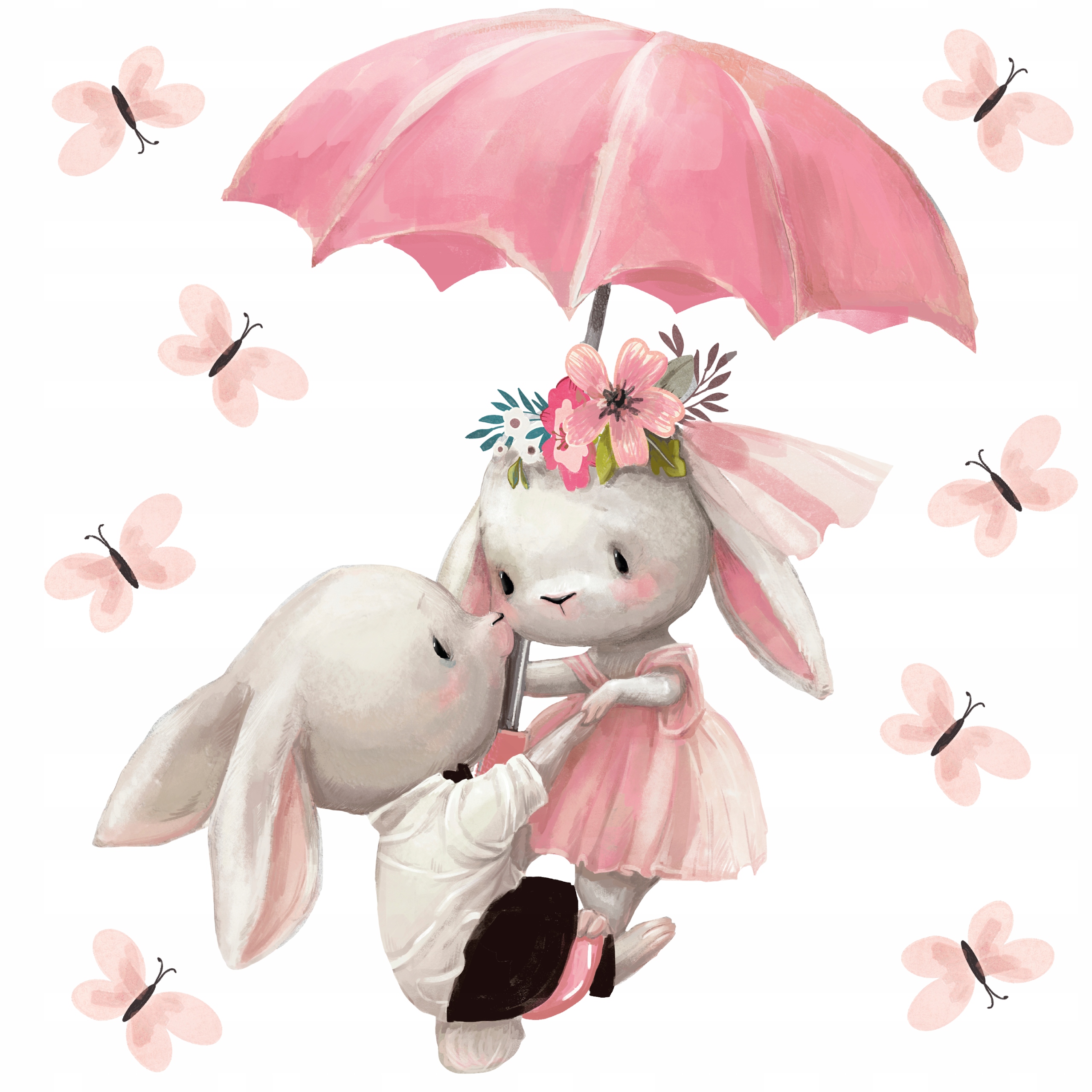 

Naklejki na ścianę Króliczki Parasol Motyle 100 W2