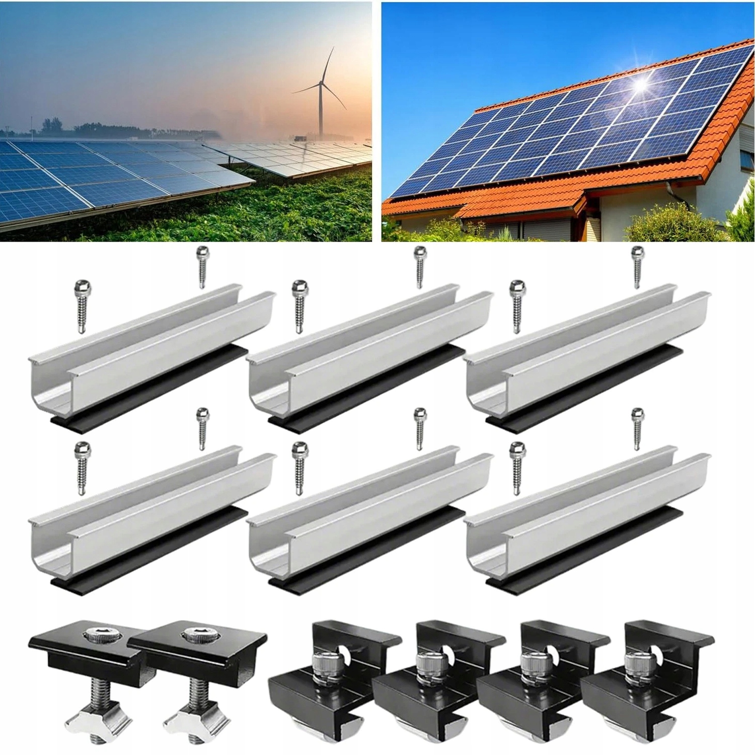 Uchwyt na panel słoneczny – czarny zestaw montażowy Pv do 2 modułów 30-35mm