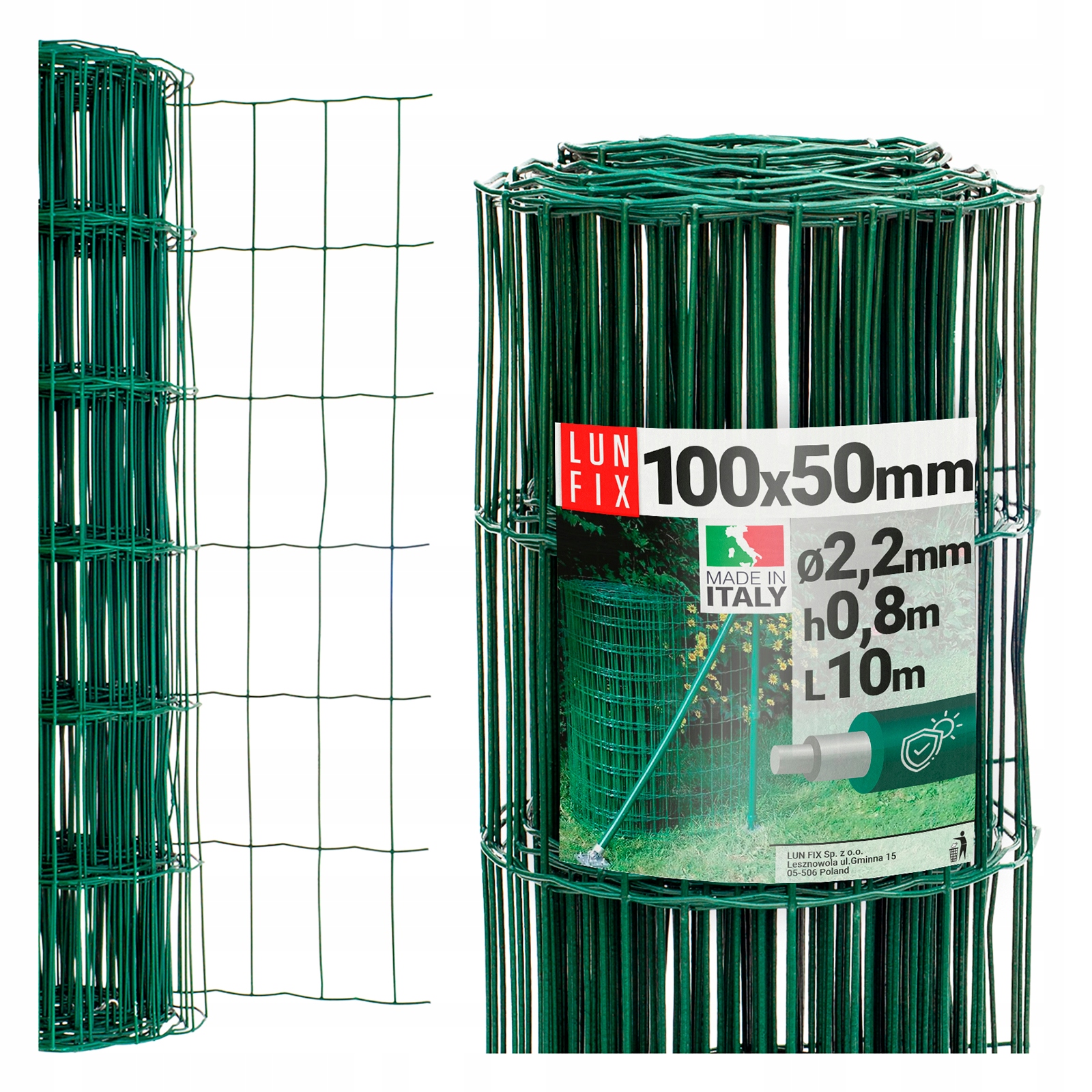 Plotová síť 80 cm potažená pozinkovanou zelenou barvou 100x50 fi2,2 10 m